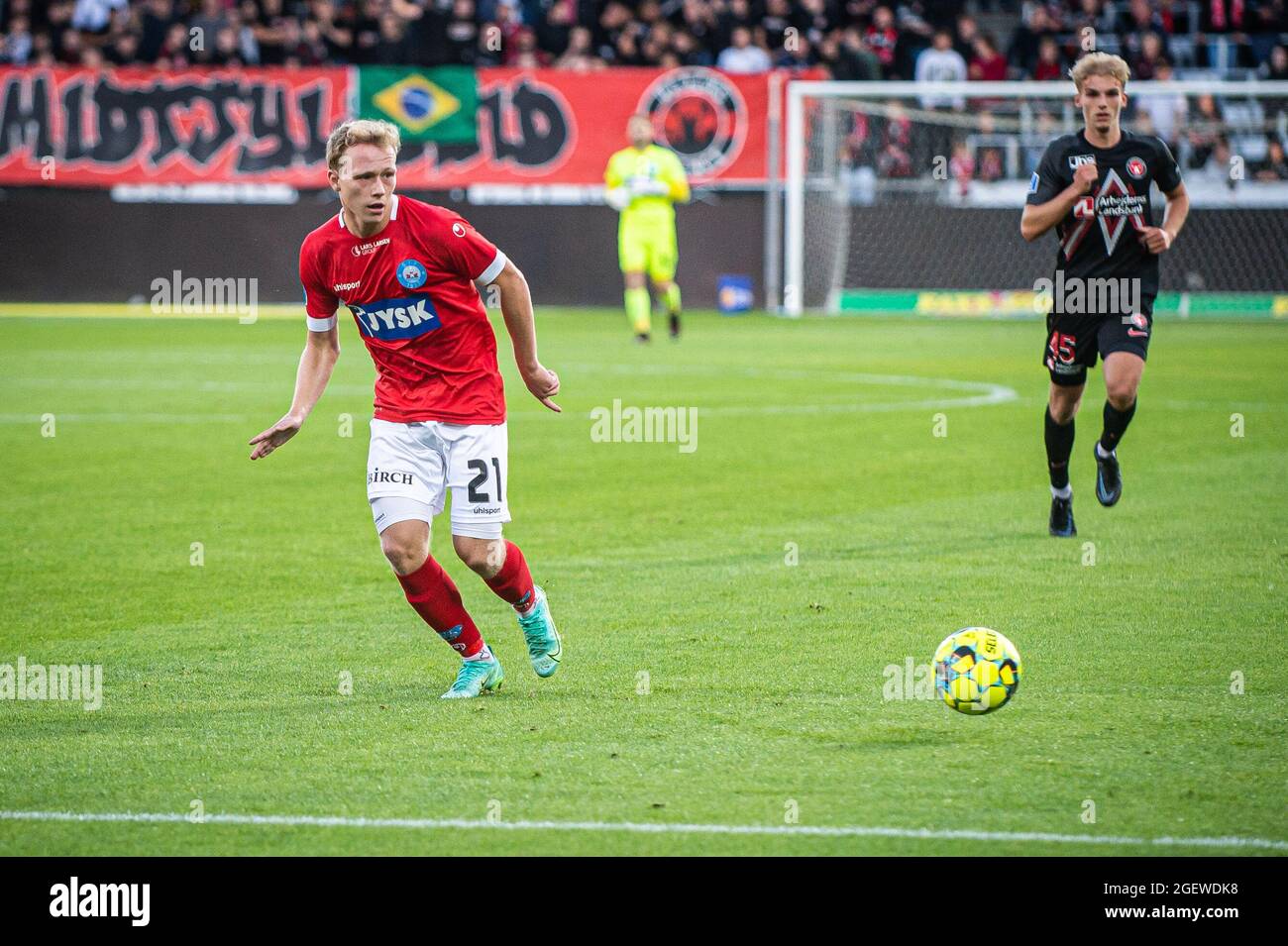 Herning, Denmark. 20th Aug, 2021. Anders Klynge (21) of Silkeborg IF seen during the 3F Superliga match between FC Midtjylland and Silkeborg IF at MCH Arena in Herning. (Photo Credit: Gonzales Photo/Alamy Live News Stock Photo