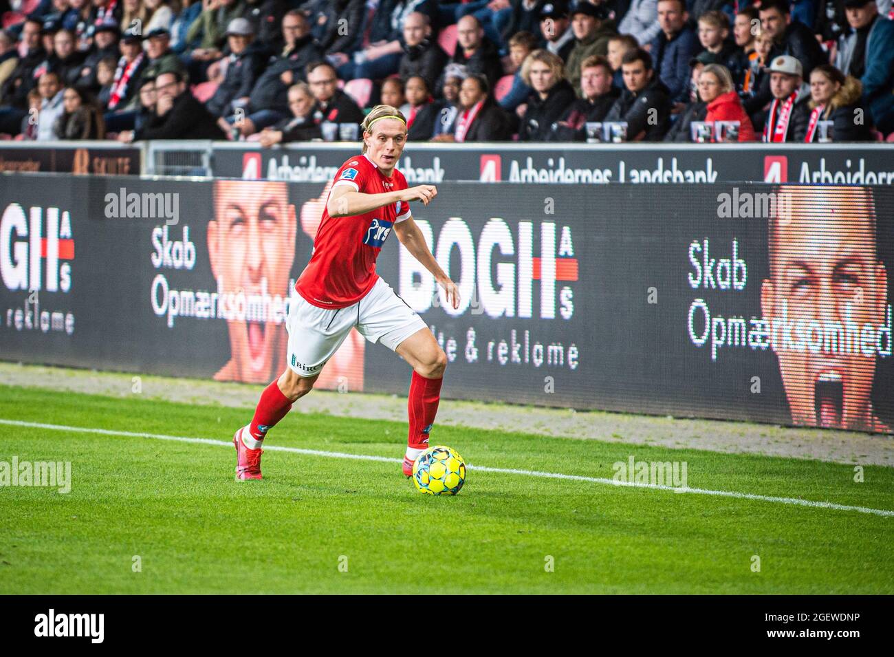 Herning, Denmark. 20th Aug, 2021. Stefan Thordarson (8) of Silkeborg IF seen during the 3F Superliga match between FC Midtjylland and Silkeborg IF at MCH Arena in Herning. (Photo Credit: Gonzales Photo/Alamy Live News Stock Photo