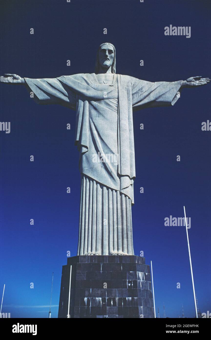 Brazil. Rio de Janeiro. Statue of Christ. Corcovado mountain top. Stock Photo