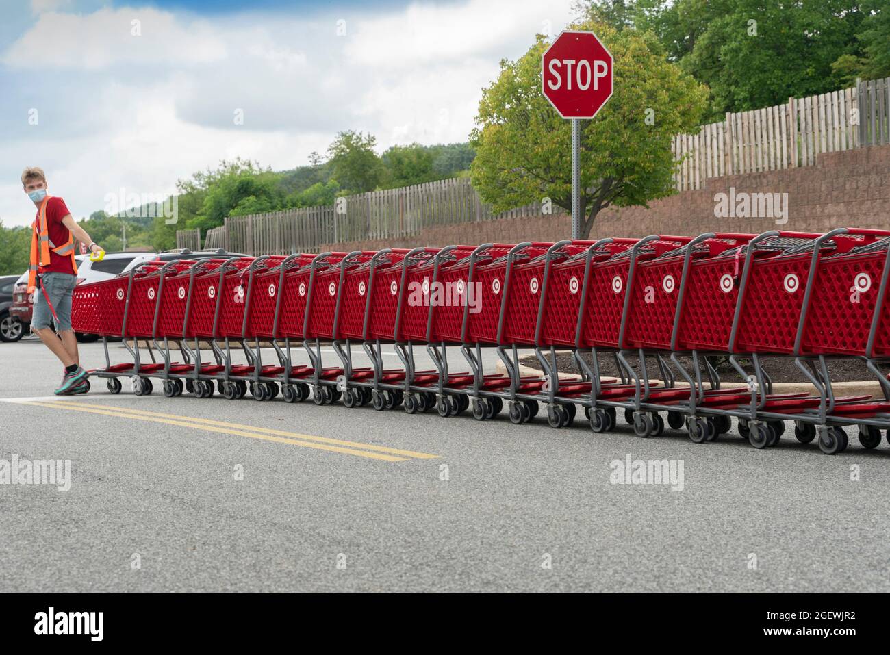 Shopping Cart Boy Stock Photo Alamy