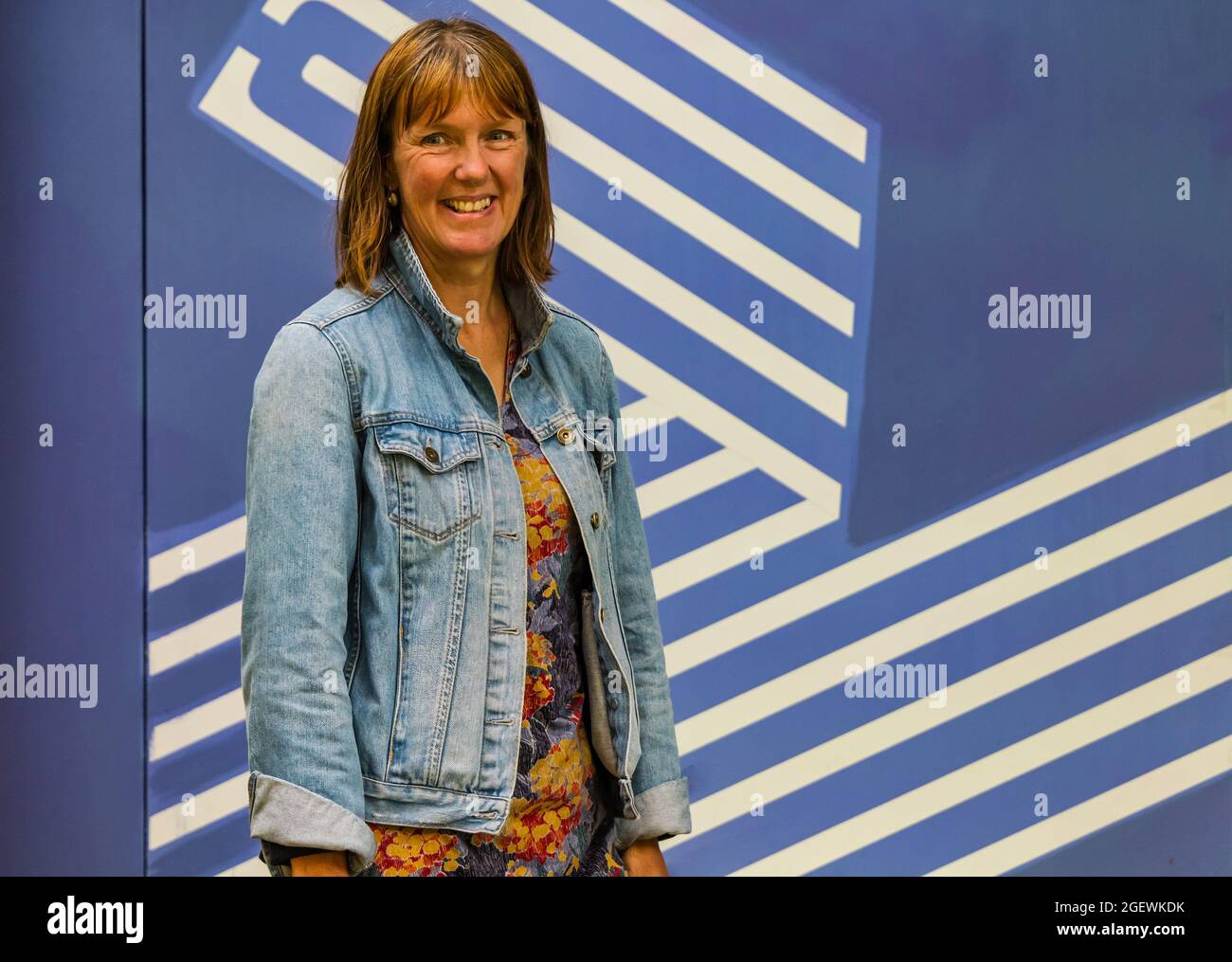 Edinburgh, Scotland, United Kingdom, 21st August 2021. Edinburgh International Book Festival: Pictured: Kathleen Jamie, poet and academic at the book festival today after the announcement of her appointment as Makar, Scotland’s national poet Stock Photo