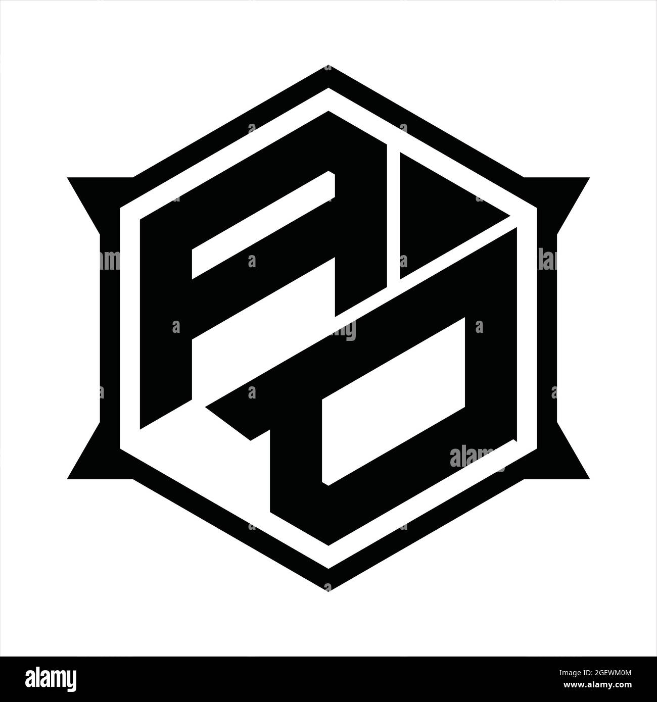 AD Logo monogram with hexagon and sharp shape design template Stock ...