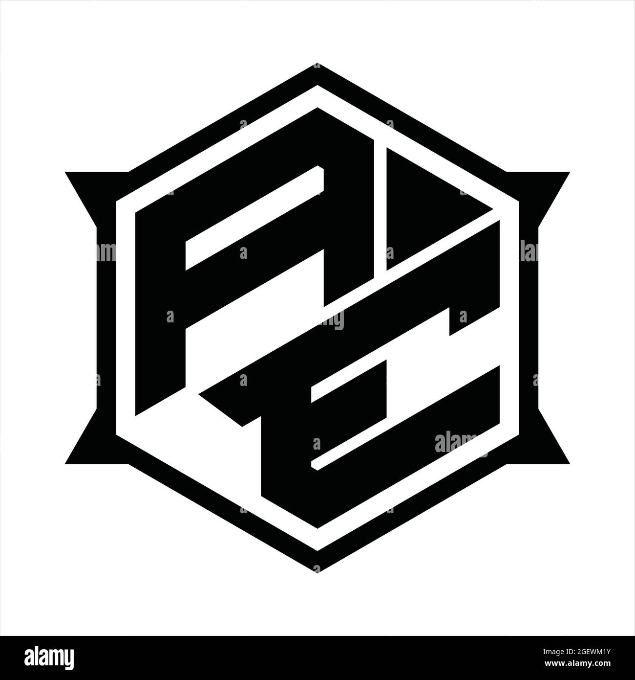 AE Logo monogram with hexagon and sharp shape design template Stock ...