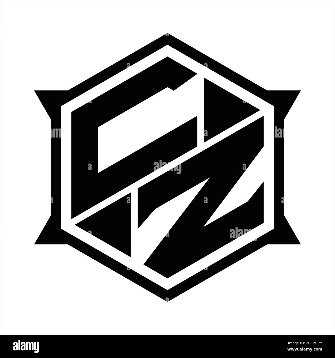 CZ Logo monogram with hexagon and sharp shape design template Stock ...