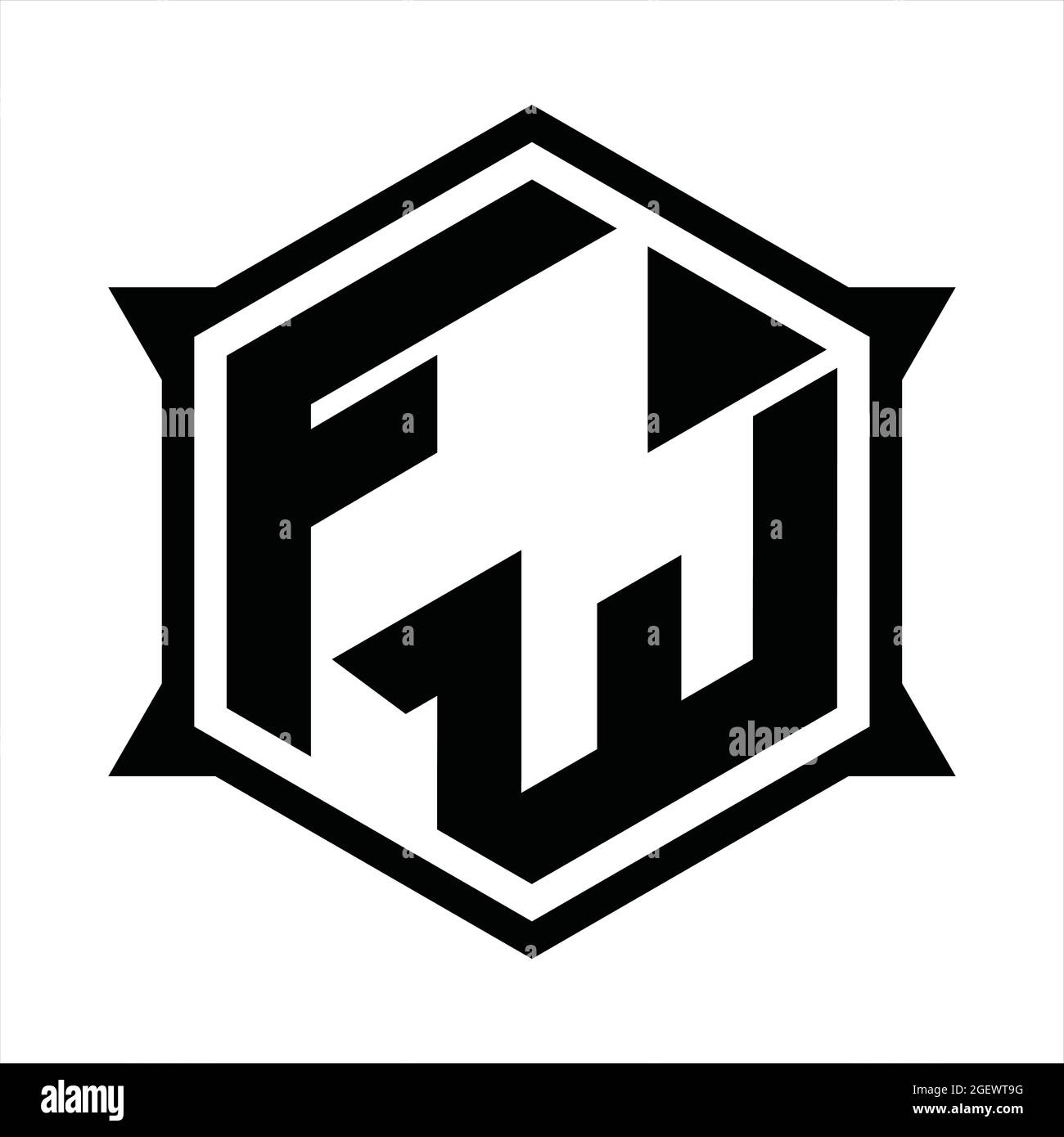 FW Logo monogram with hexagon and sharp shape design template Stock ...