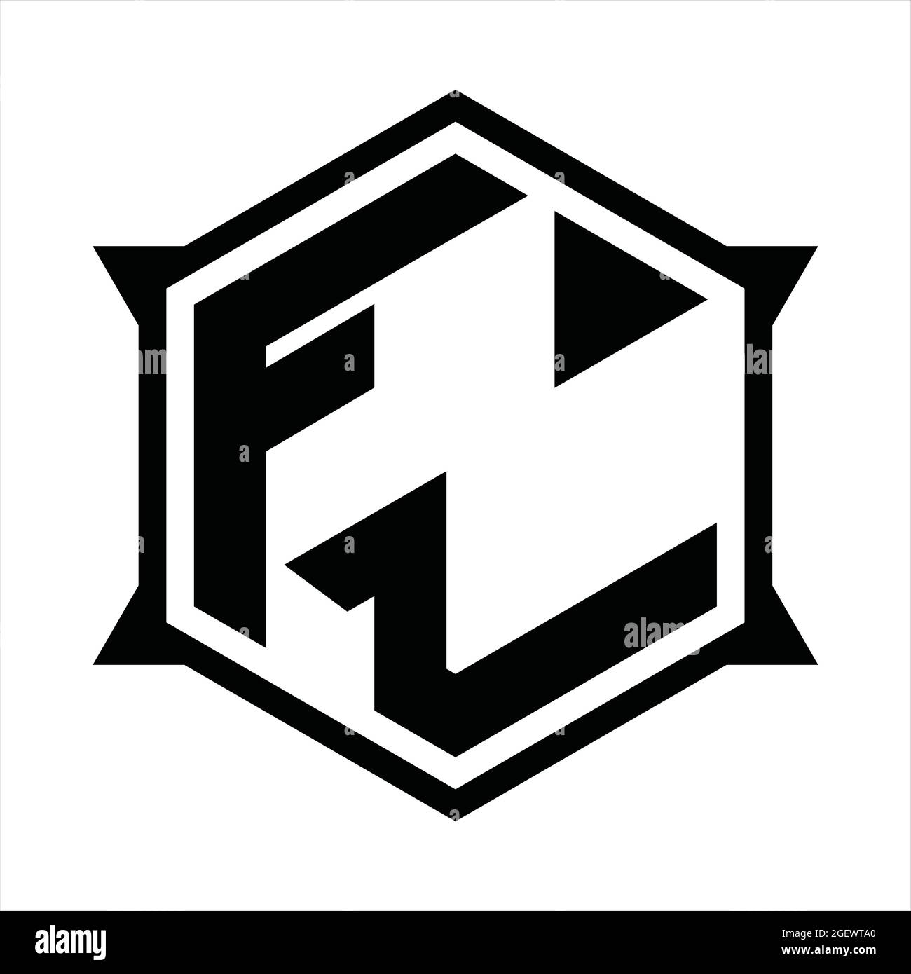 FL Logo monogram with hexagon and sharp shape design template Stock Vector