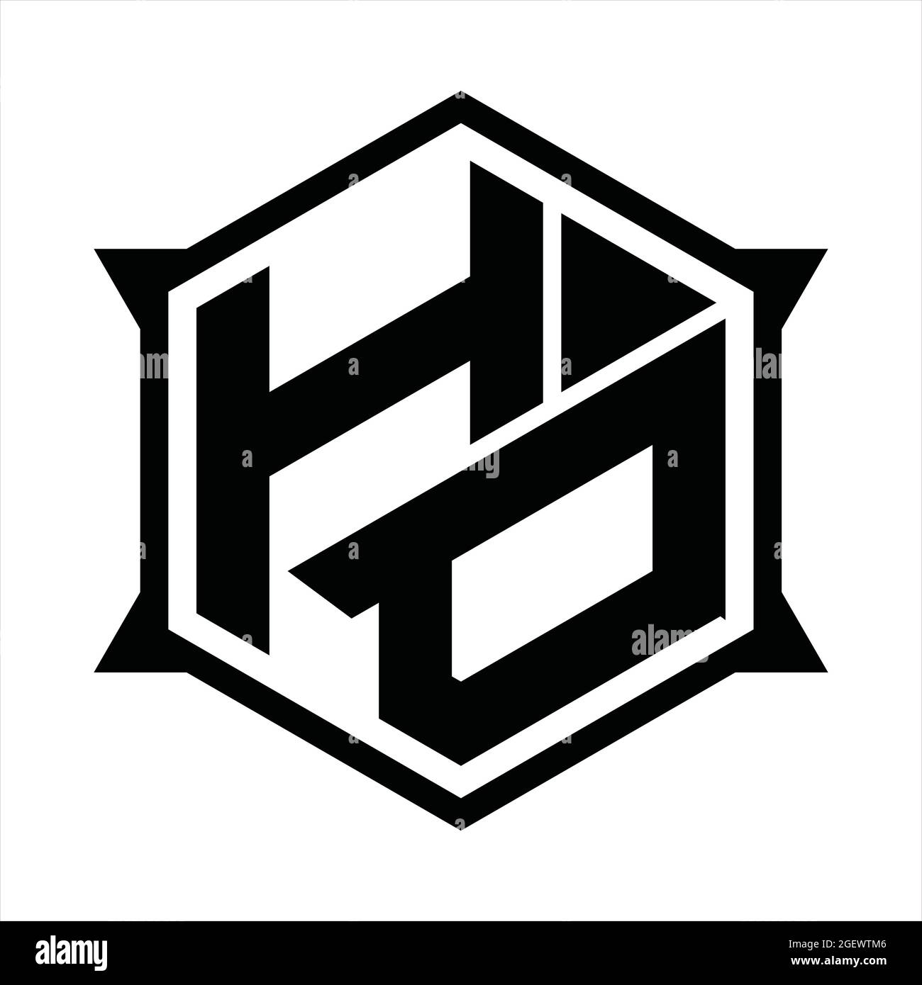 HD Logo monogram with hexagon and sharp shape design template Stock ...