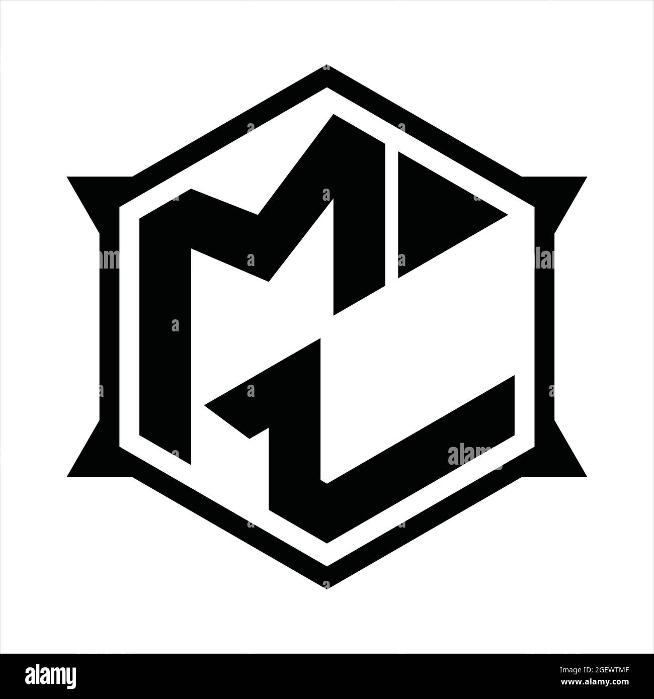 ML Logo monogram with hexagon and sharp shape design template Stock ...