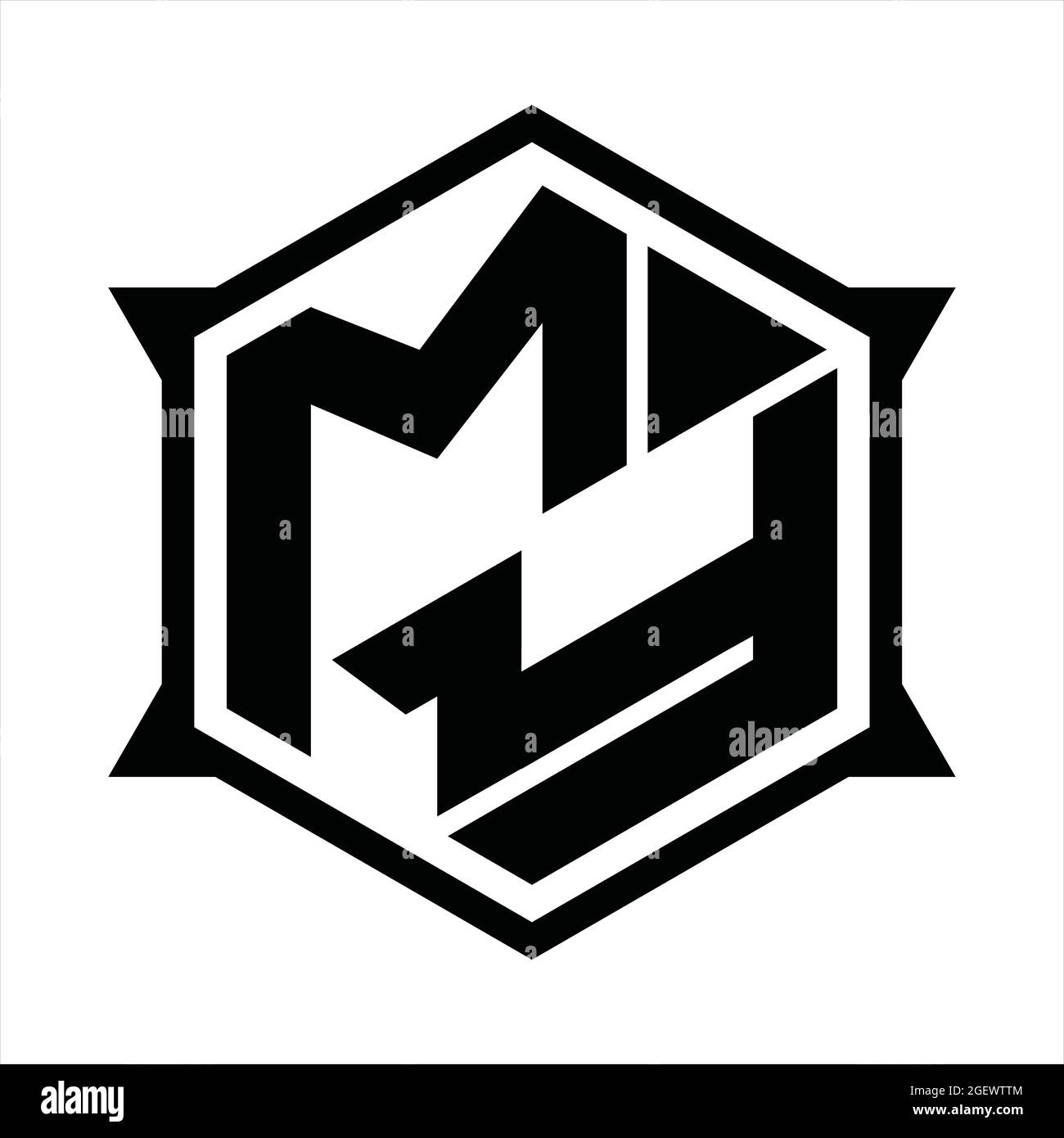 MY Logo monogram with hexagon and sharp shape design template Stock ...