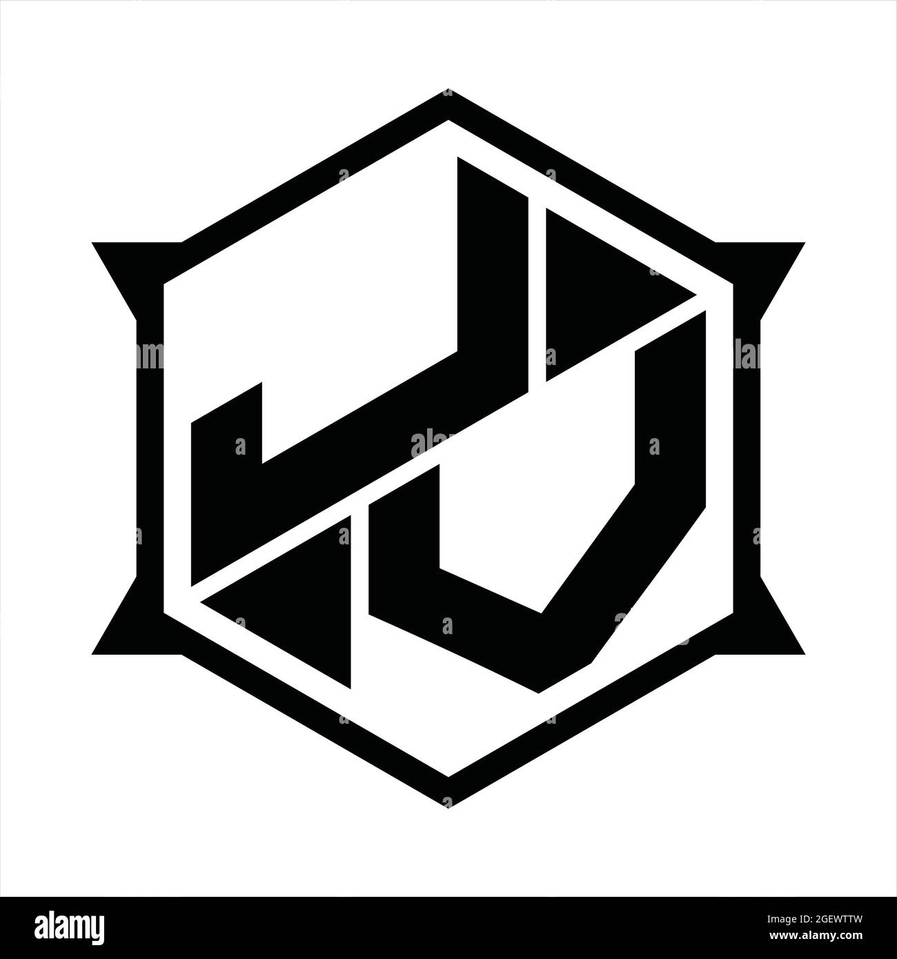 JV Logo monogram with hexagon and sharp shape design template Stock Vector