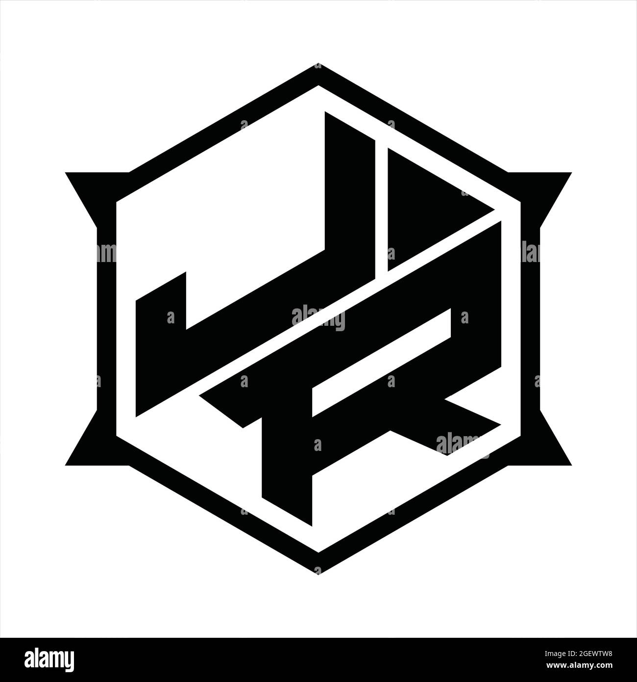 JR Logo monogram with hexagon and sharp shape design template Stock ...