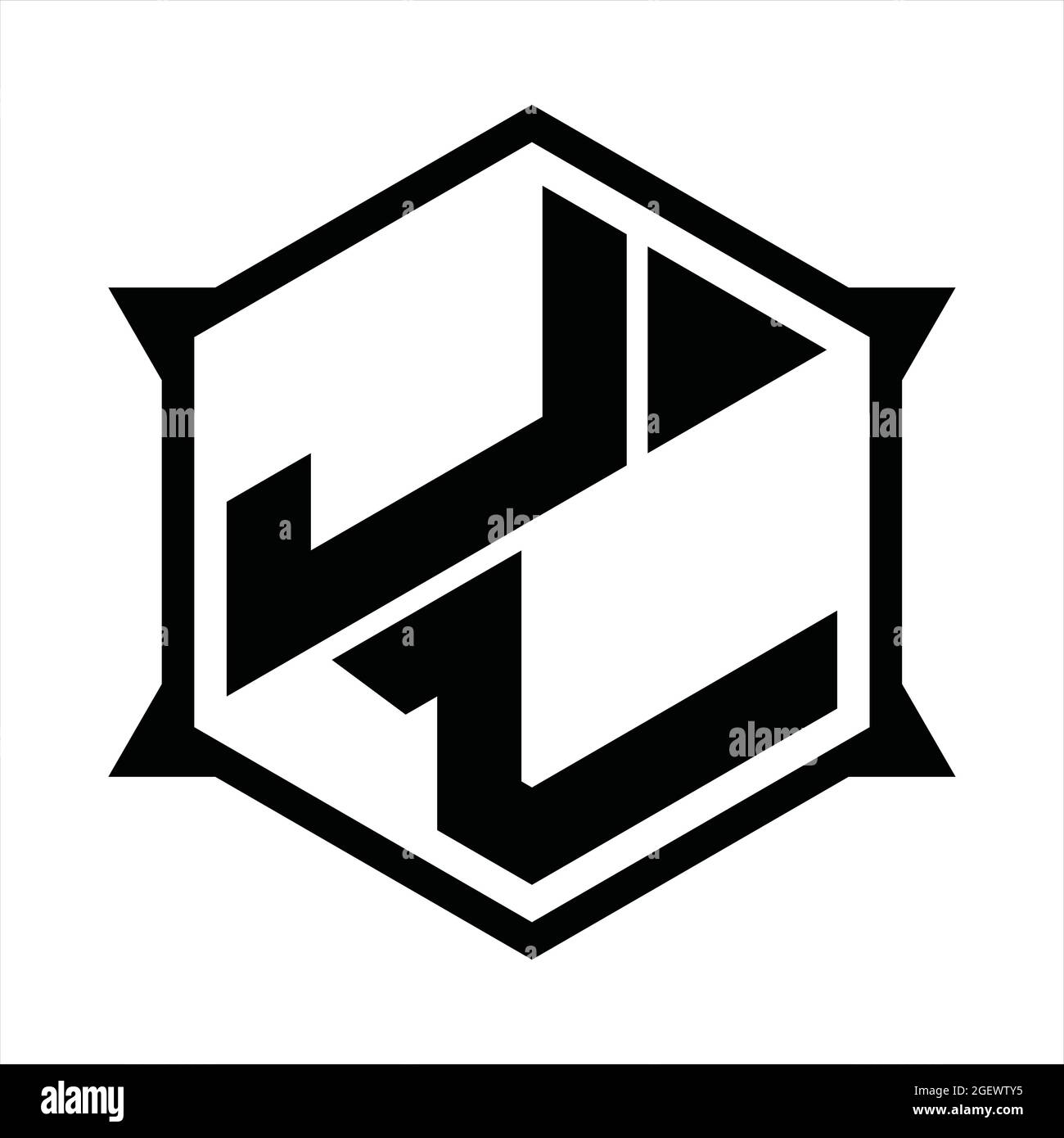 JL Logo monogram with hexagon and sharp shape design template Stock ...