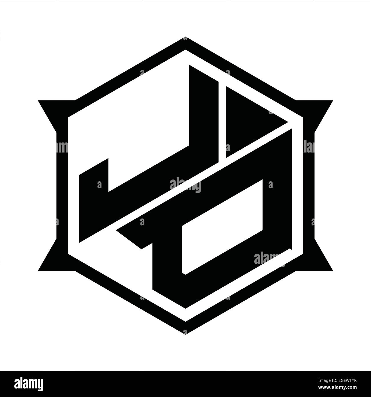 JD Logo monogram with hexagon and sharp shape design template Stock ...