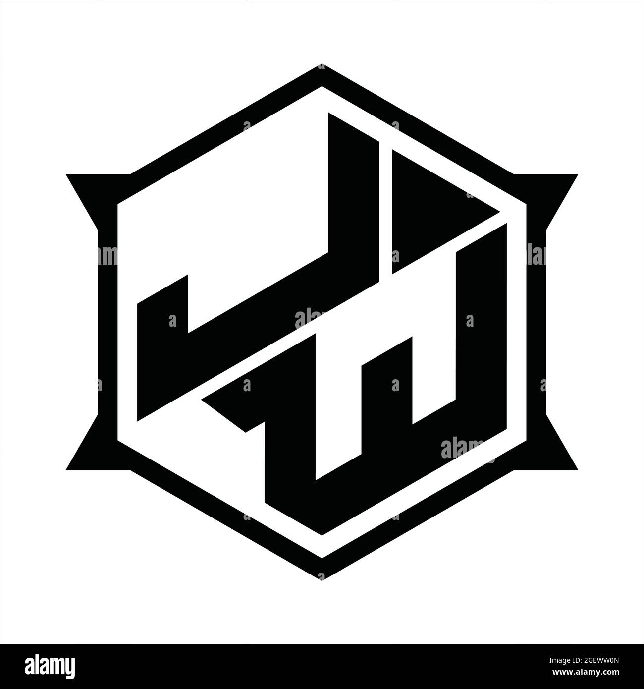 JW Logo monogram with hexagon and sharp shape design template Stock ...