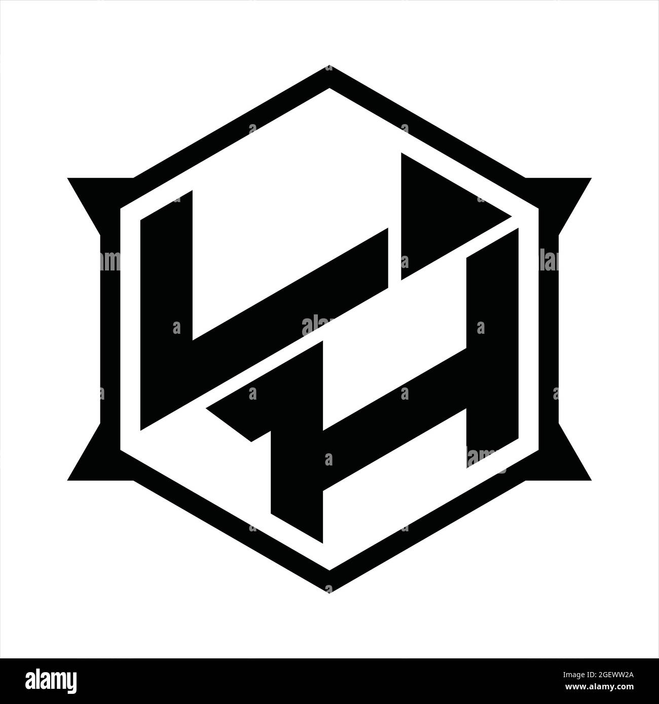 LH Logo monogram with hexagon and sharp shape design template Stock ...