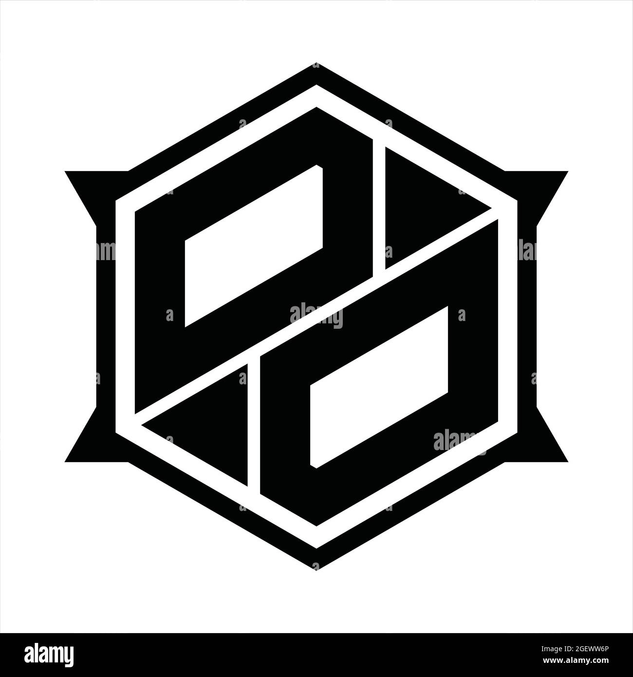 OO Logo monogram with hexagon and sharp shape design template Stock ...
