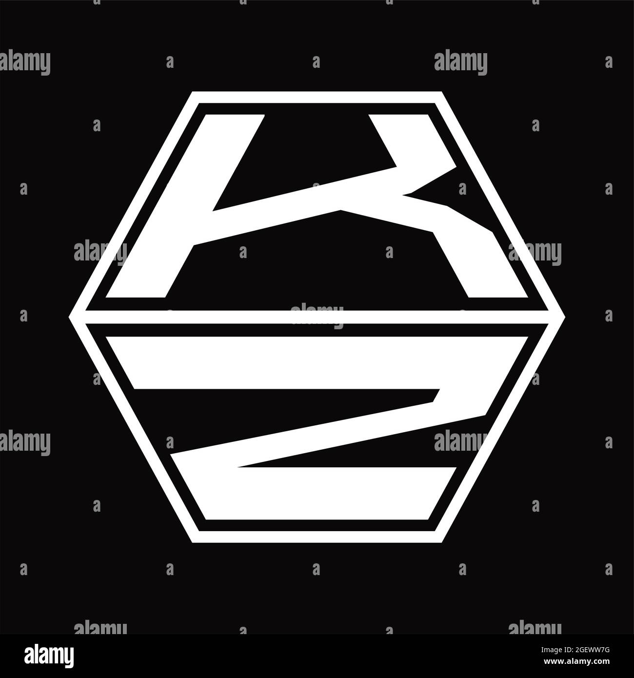 KZ Logo monogram with hexagon and sharp shape design template Stock ...
