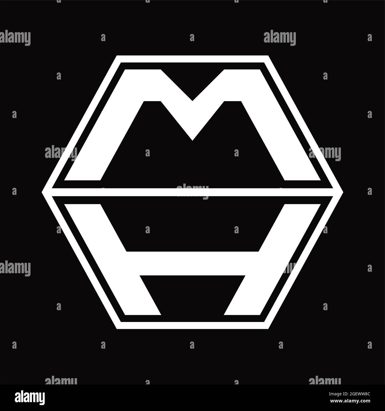 MH Logo monogram with hexagon and sharp shape design template Stock ...