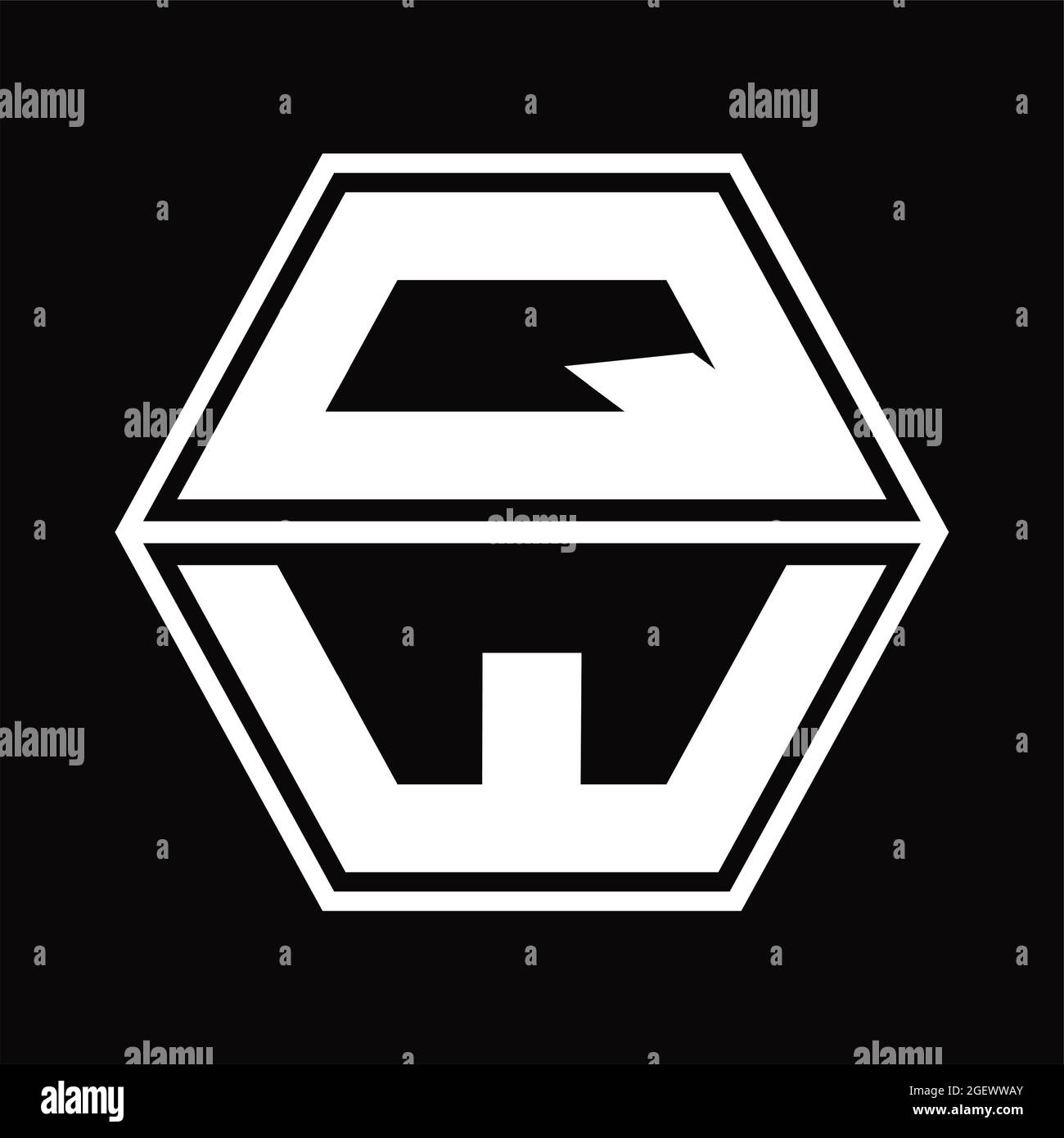QW Logo monogram with hexagon and sharp shape design template Stock ...