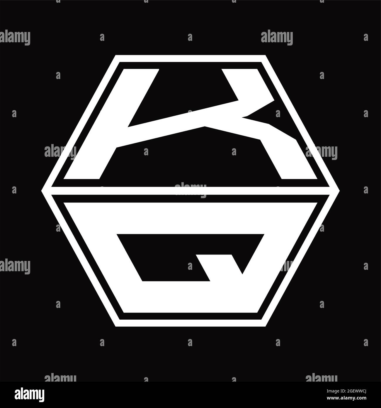 KQ Logo monogram with hexagon and sharp shape design template Stock ...