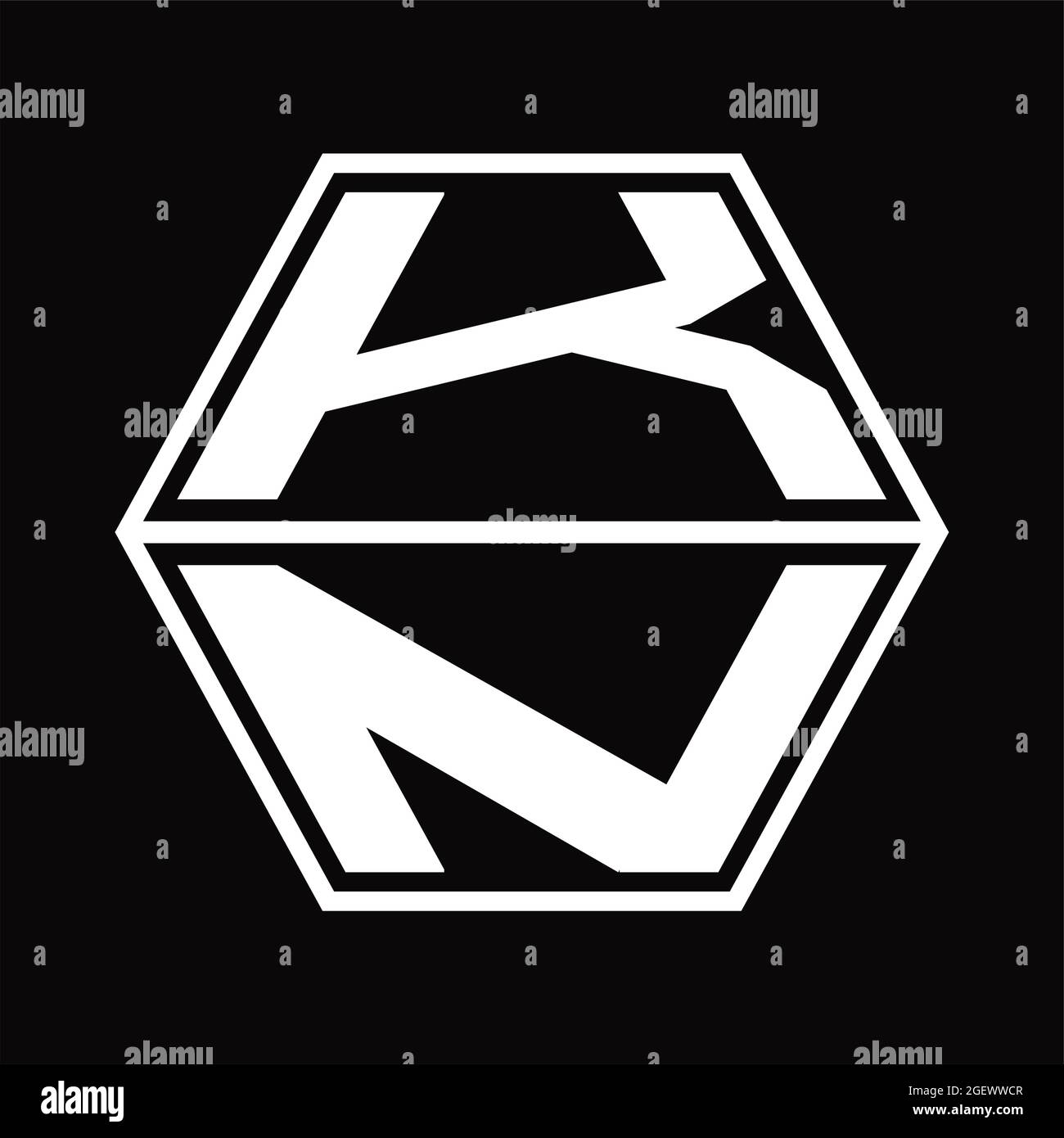 KN Logo monogram with hexagon and sharp shape design template Stock ...