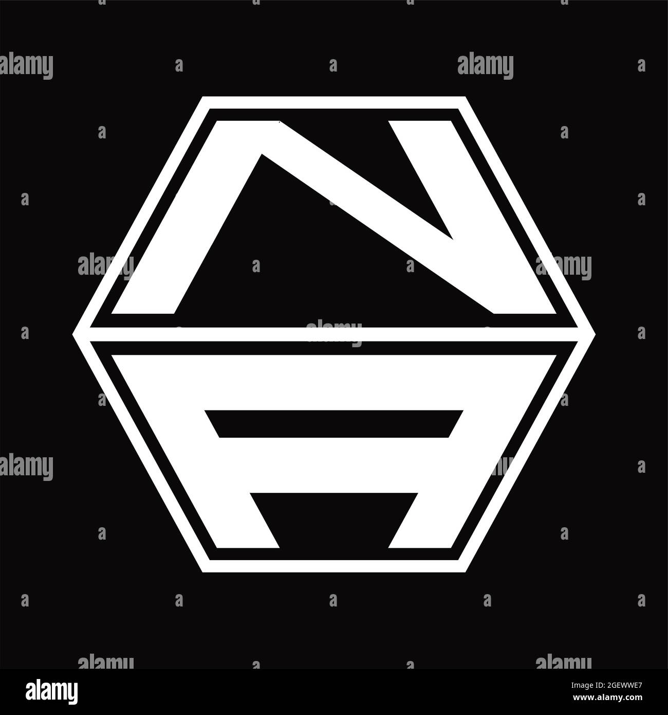 NA Logo monogram with hexagon and sharp shape design template Stock ...