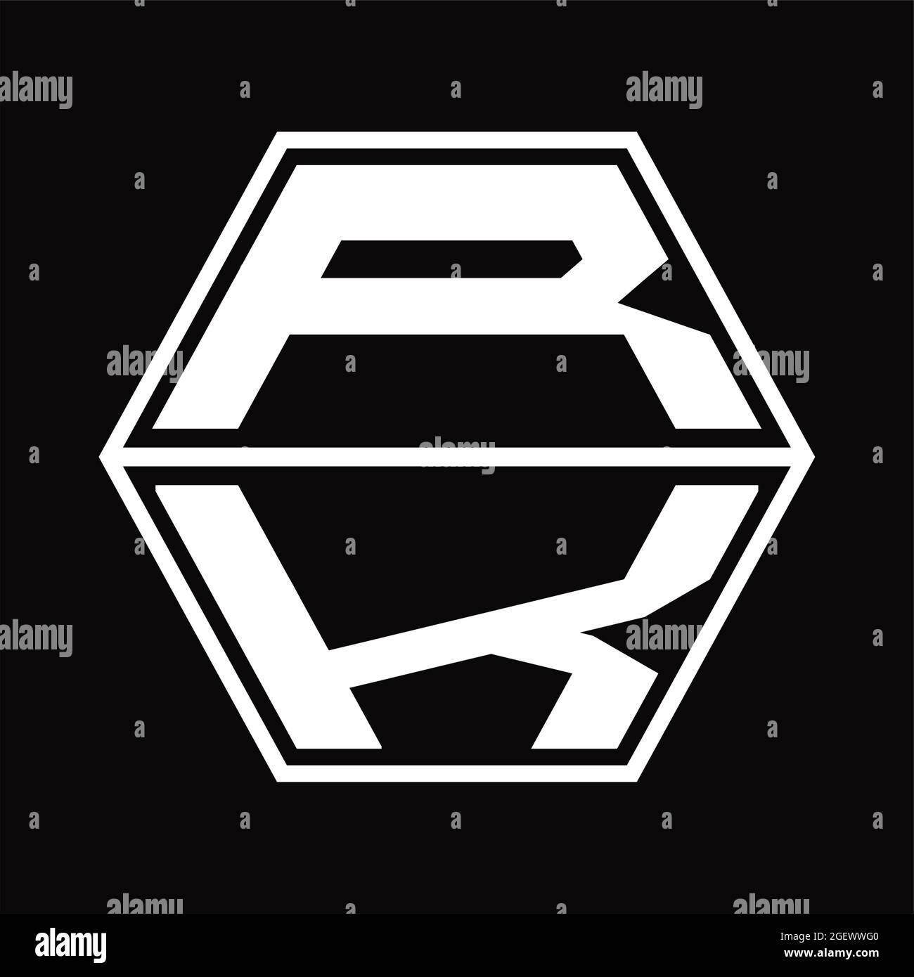 RK Logo monogram with hexagon and sharp shape design template Stock Vector