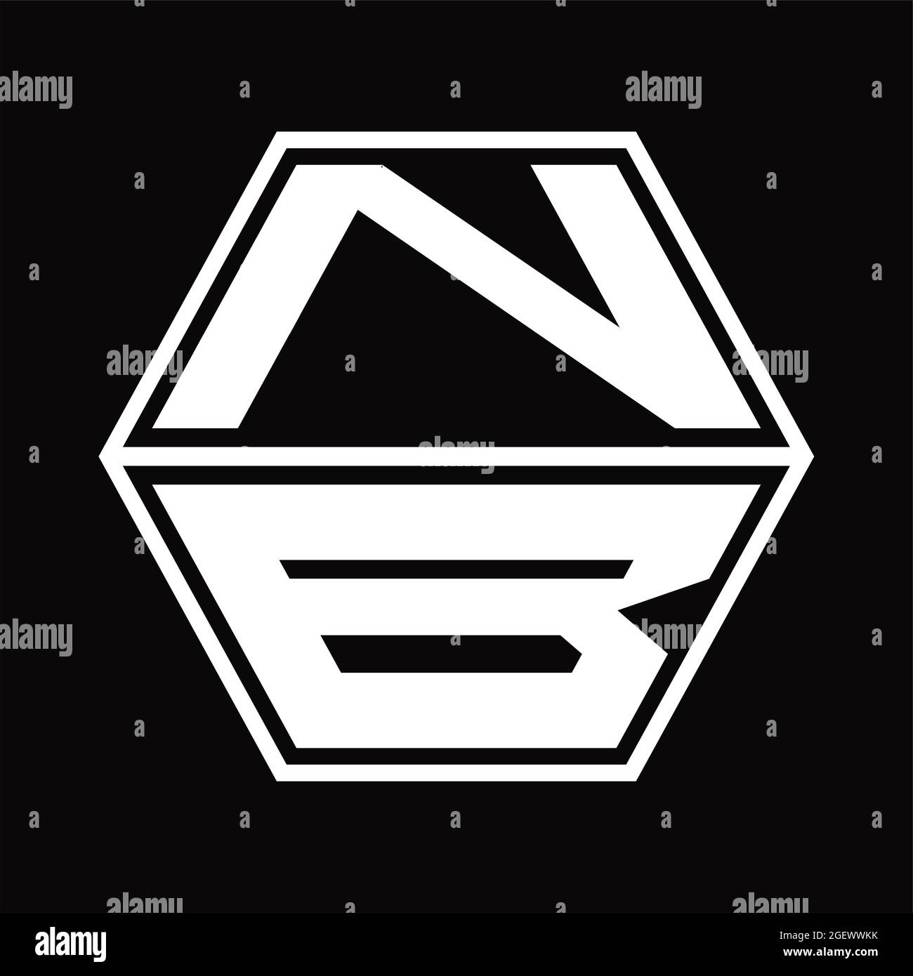 NB Logo monogram with hexagon and sharp shape design template Stock ...