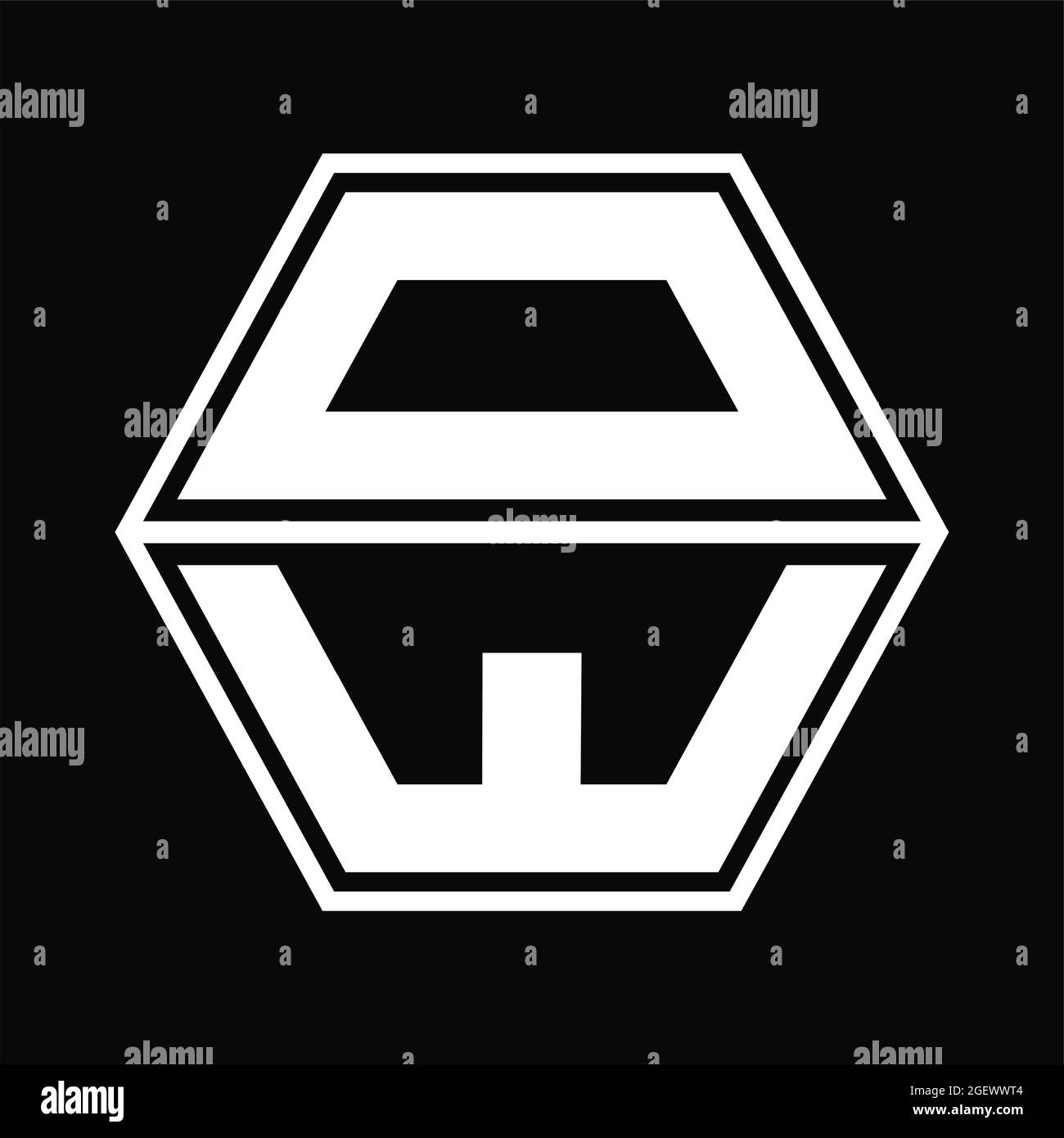 OW Logo monogram with hexagon and sharp shape design template Stock ...