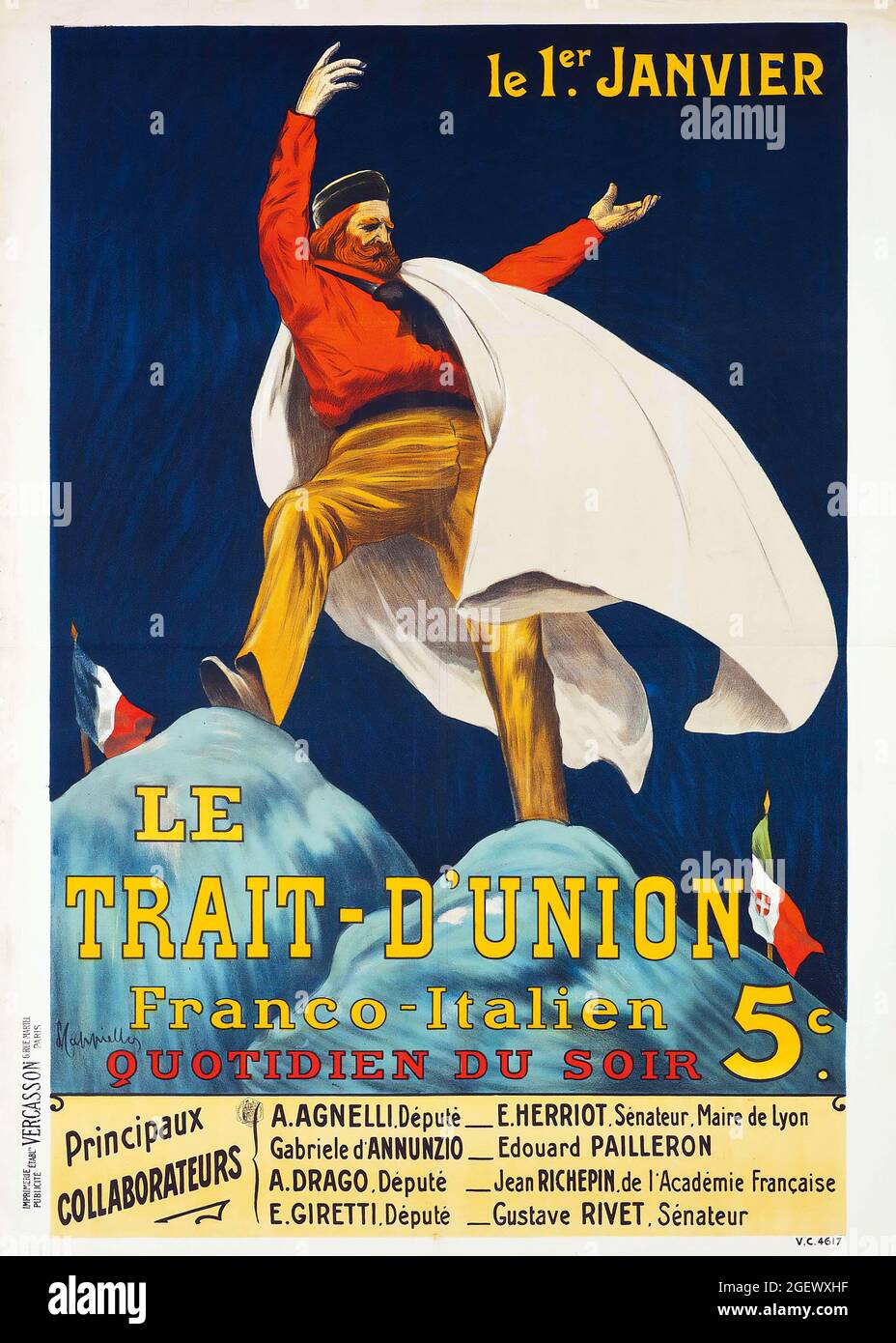 Le Trait-D’union - Vintage poster - Leonetto Cappiello. Advertisement poster, c 1916. Stock Photo