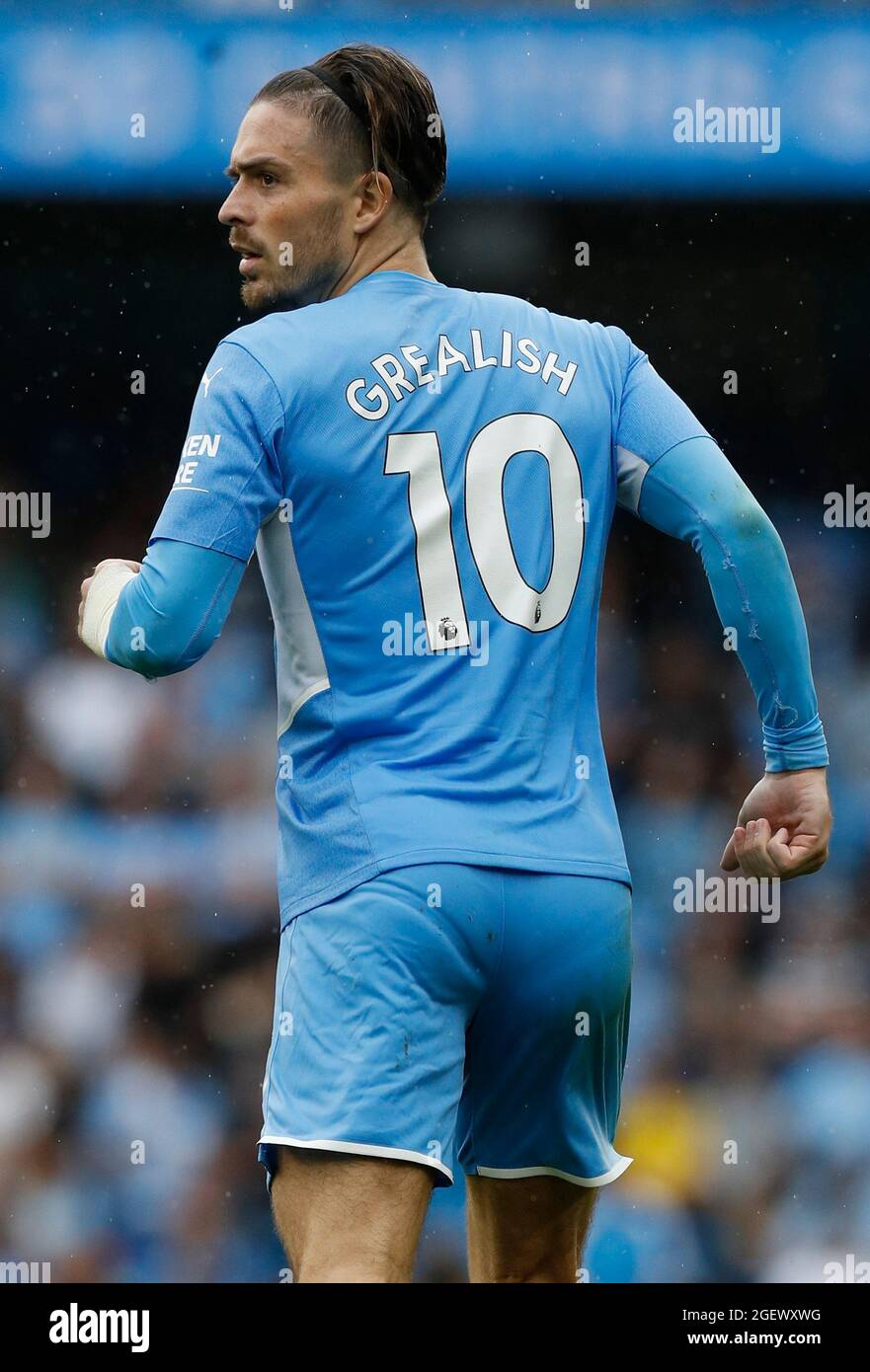 Manchester, England, 21st August 2021.  Jack Grealish of Manchester City during the Premier League match at the Etihad Stadium, Manchester. Picture credit should read: Darren Staples / Sportimage Stock Photo