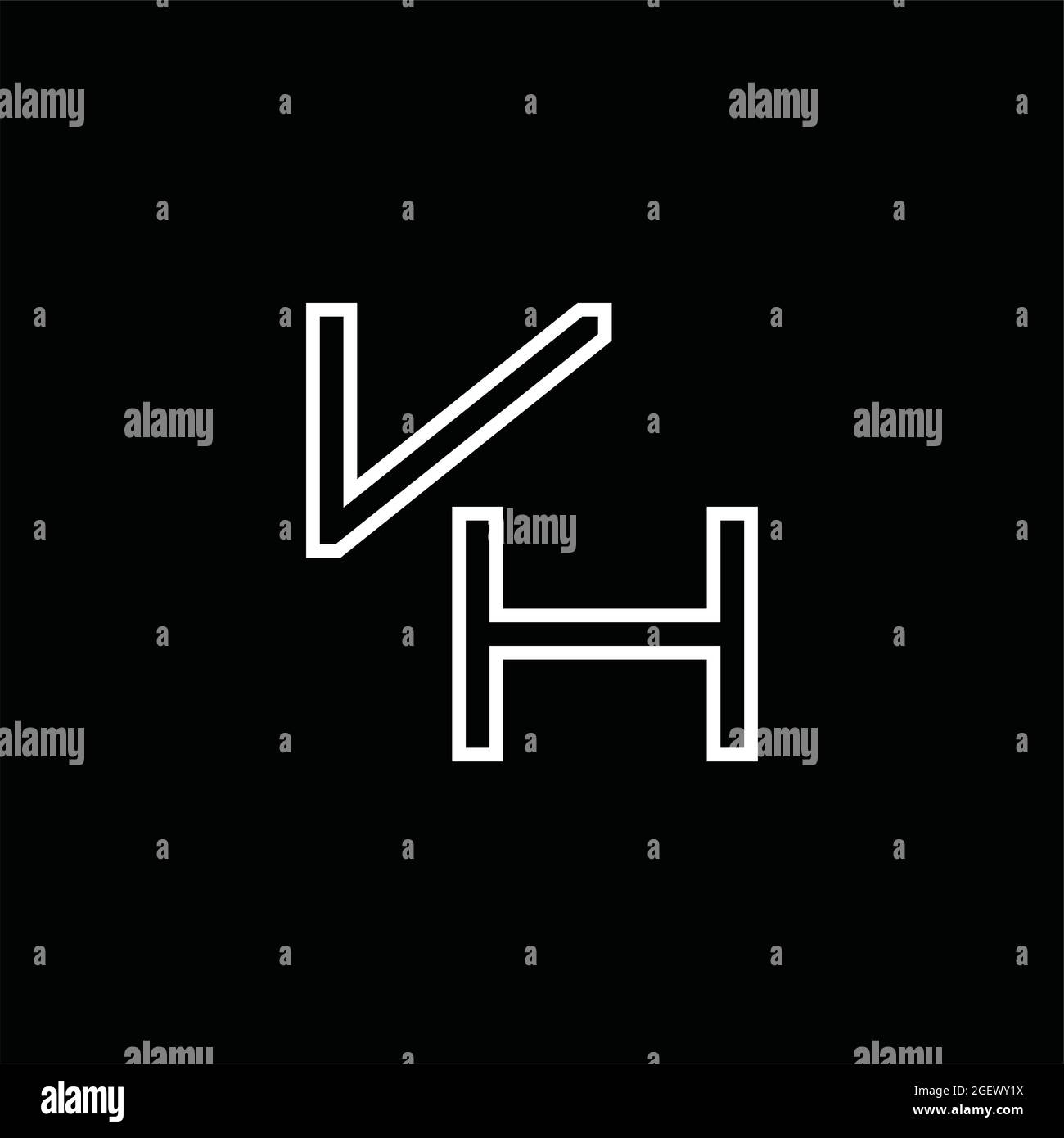 VH Logo monogram with hexagon shape up and down blackground design ...