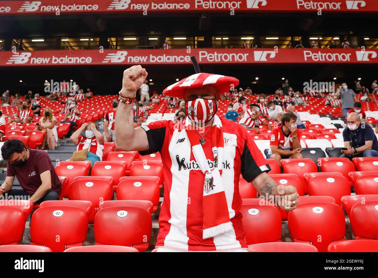 Supporter during the Liga match between Athletic Club de Bilbao and FC Barcelona at Estadio de San Mames in Bilbao, Spain. Stock Photo