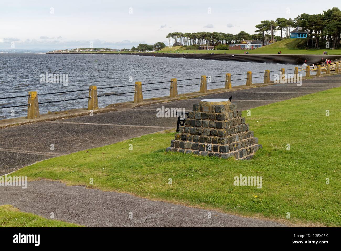 The promenade at the seaside resort of Silloth in Cumbria, looking toward Silloth Green and its VIctorian Pagoda viewpoint Stock Photo