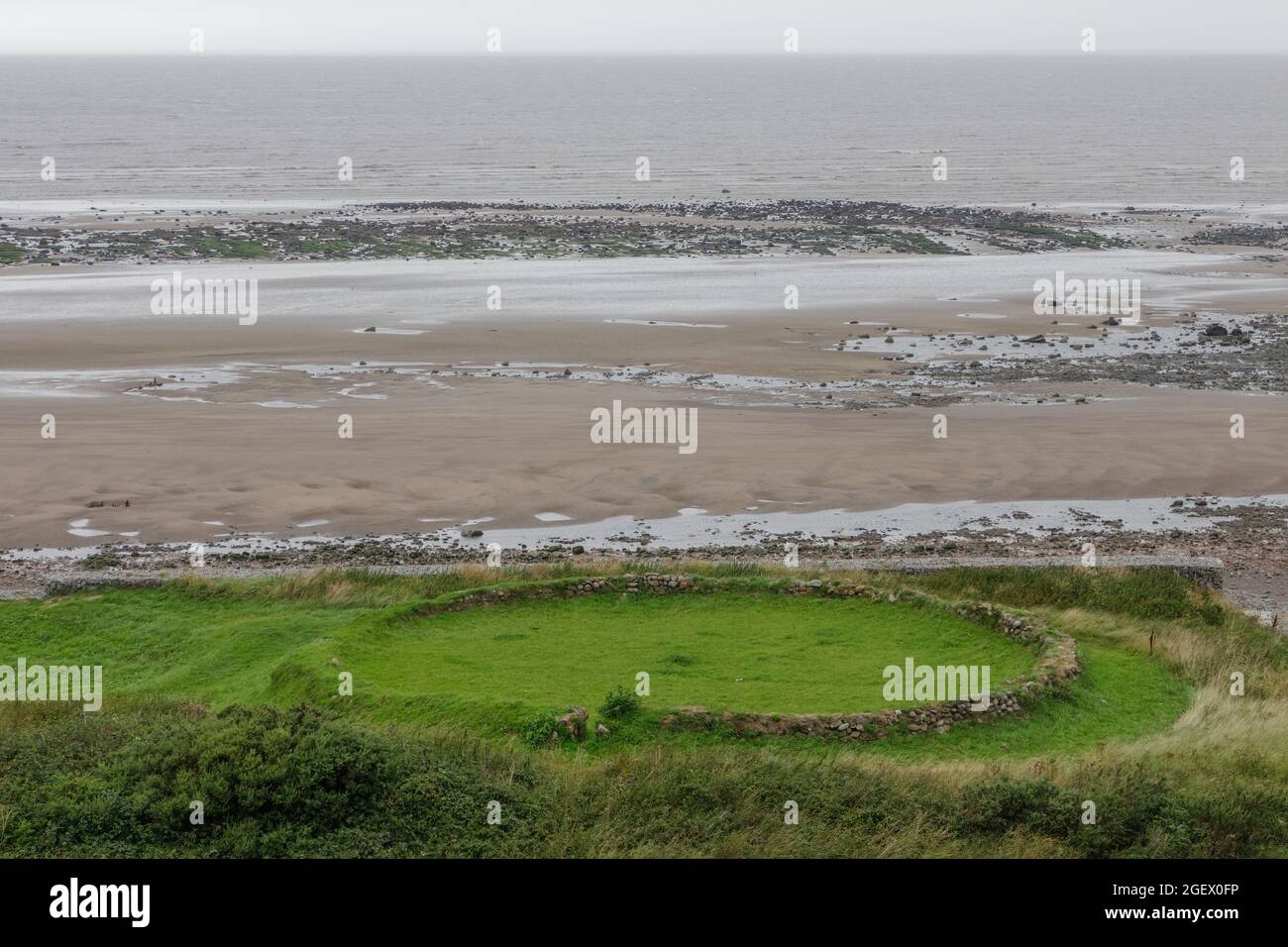 The main settling tank of 17th century Crosscanonby saltpans, on the shores of the Solway Firth north of Maryport Stock Photo