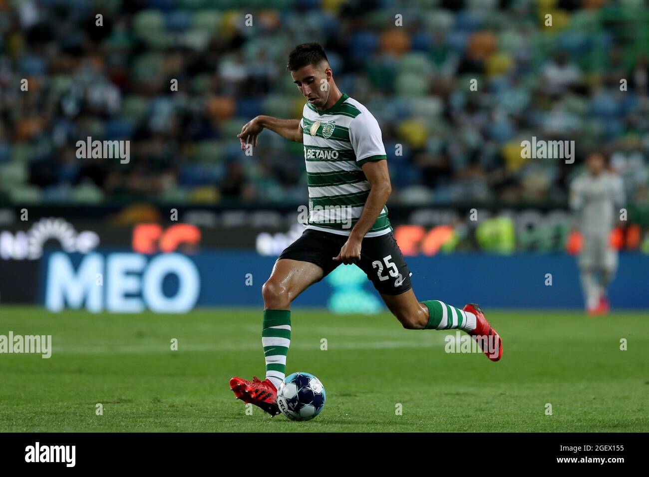 Lisbon, Portugal. 21st Aug, 2021. Goncalo Inacio of Sporting CP in action during the Portuguese League football match between Sporting CP and Belenenses SAD at Jose Alvalade stadium in Lisbon, Portugal on August 21, 2021. (Credit Image: © Pedro Fiuza/ZUMA Press Wire) Stock Photo