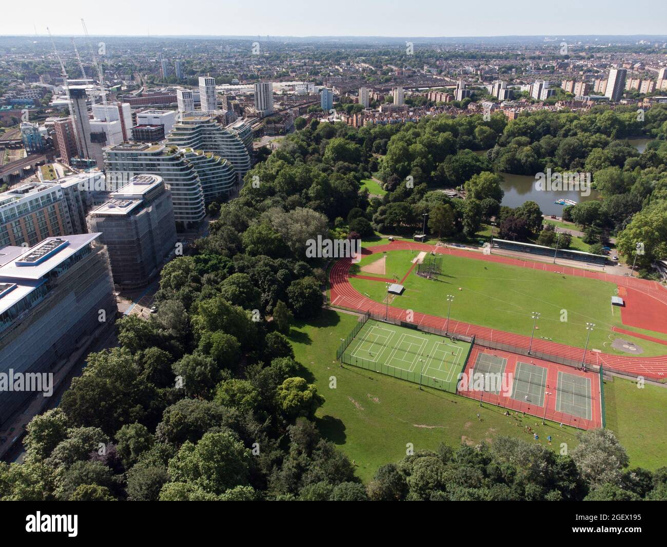 Battersea Park and apartments on Queenstown road Stock Photo Alamy