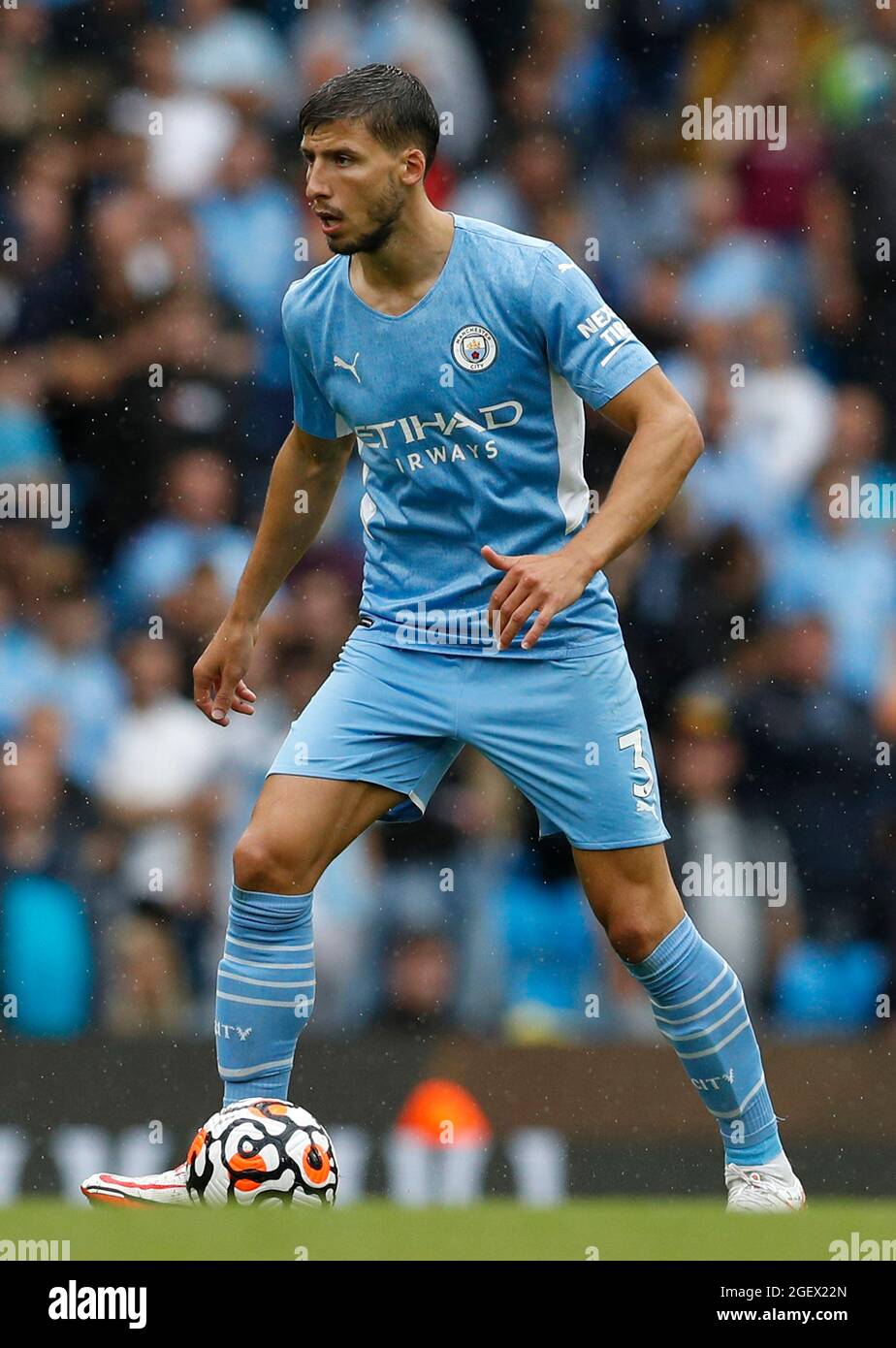Manchester, England, 21st August 2021.  Ruben Dias of Manchester City during the Premier League match at the Etihad Stadium, Manchester. Picture credit should read: Darren Staples / Sportimage Stock Photo