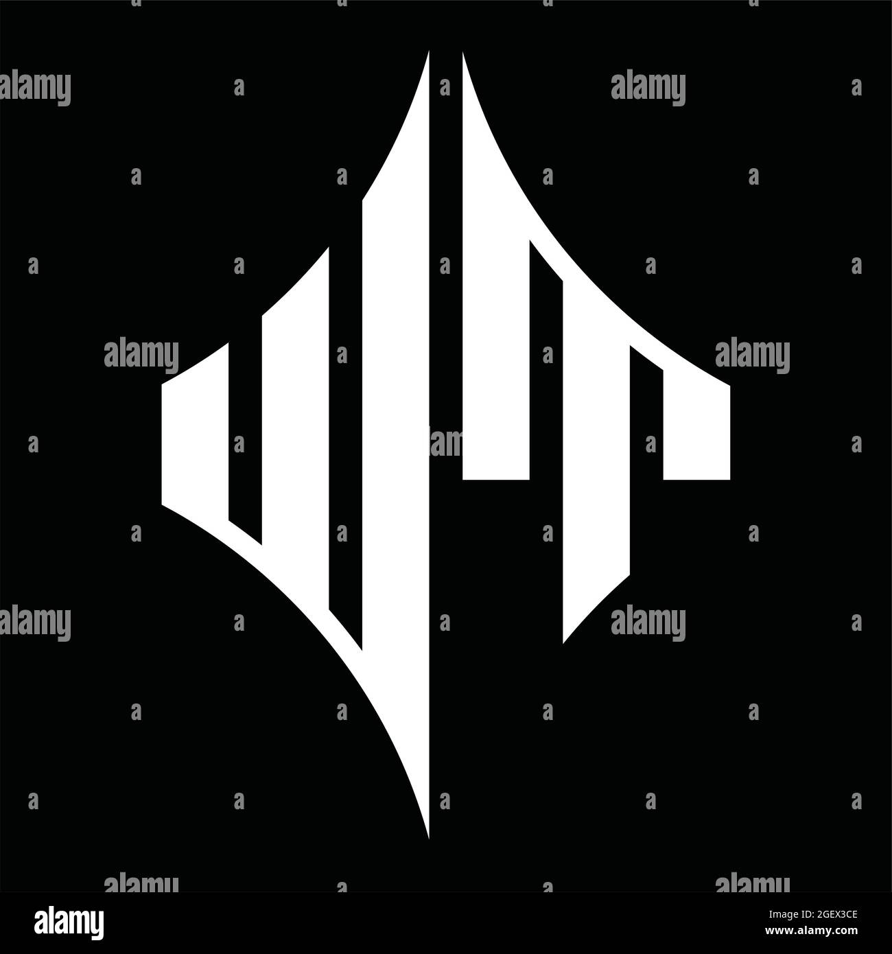 WT Logo monogram with star shape on blackground design template Stock Vector