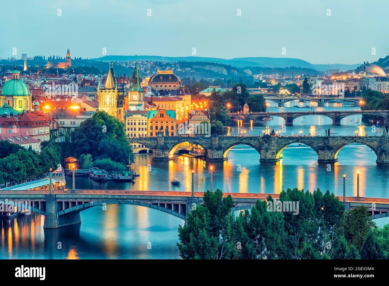 The city of Prague in the evening Stock Photo