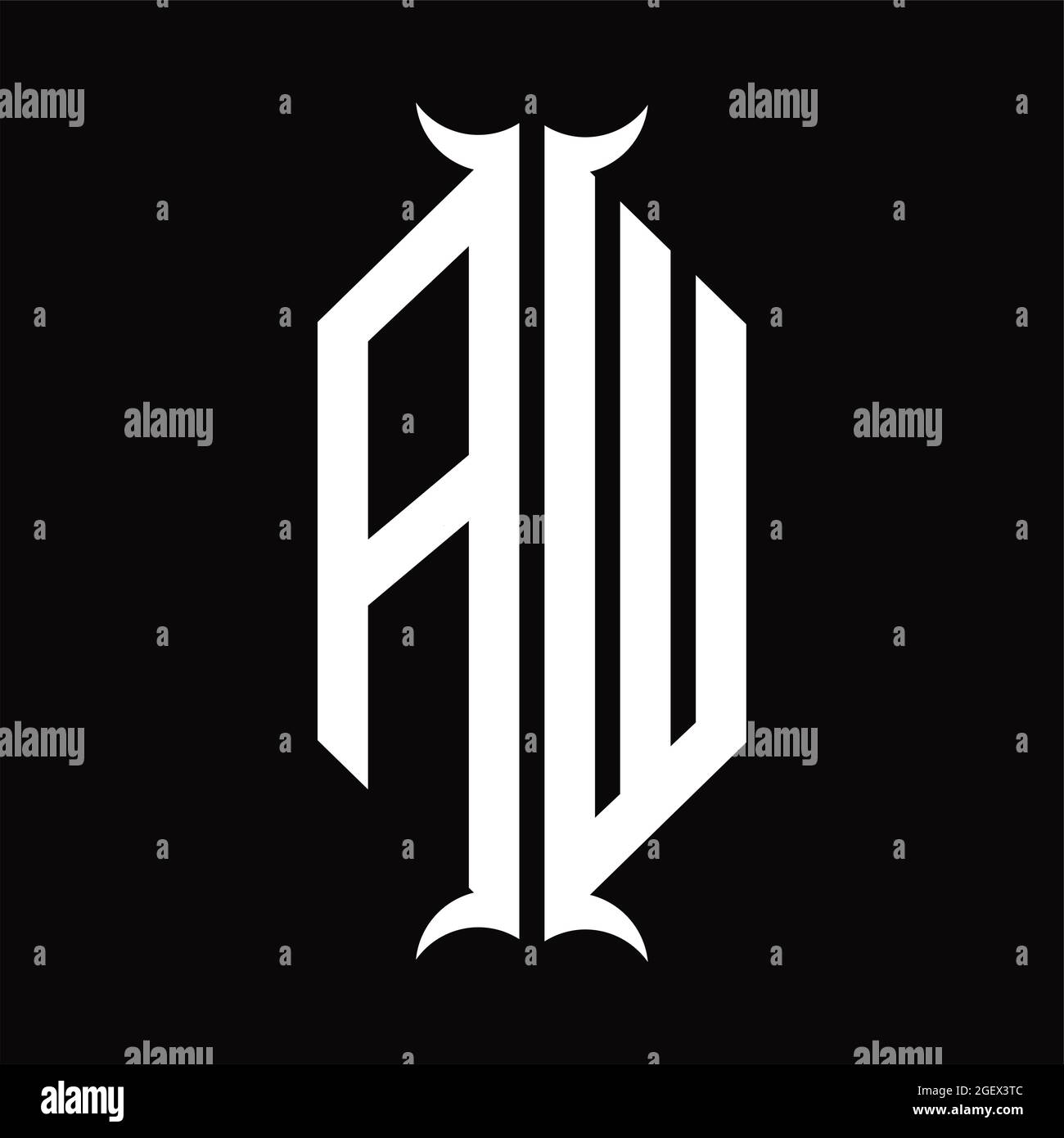 AW Logo monogram with diamond shape on blackground design template ...