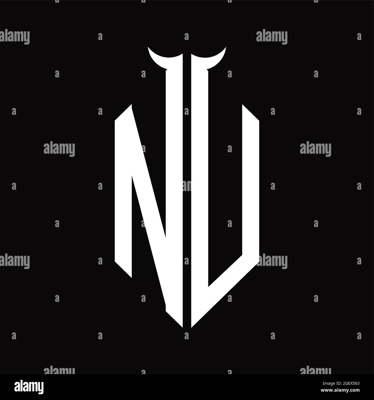 NU Logo monogram with horn shape design template Stock Vector Image ...