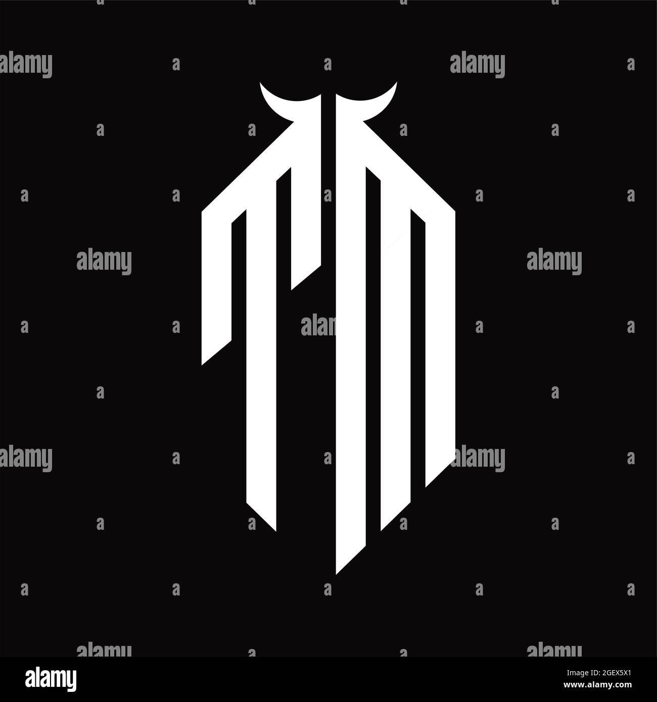 TM Logo monogram with horn shape isolated black and white design ...