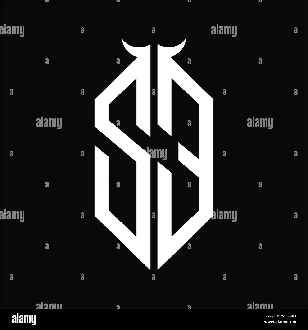 ZE Logo monogram with horn shape isolated black and white design ...