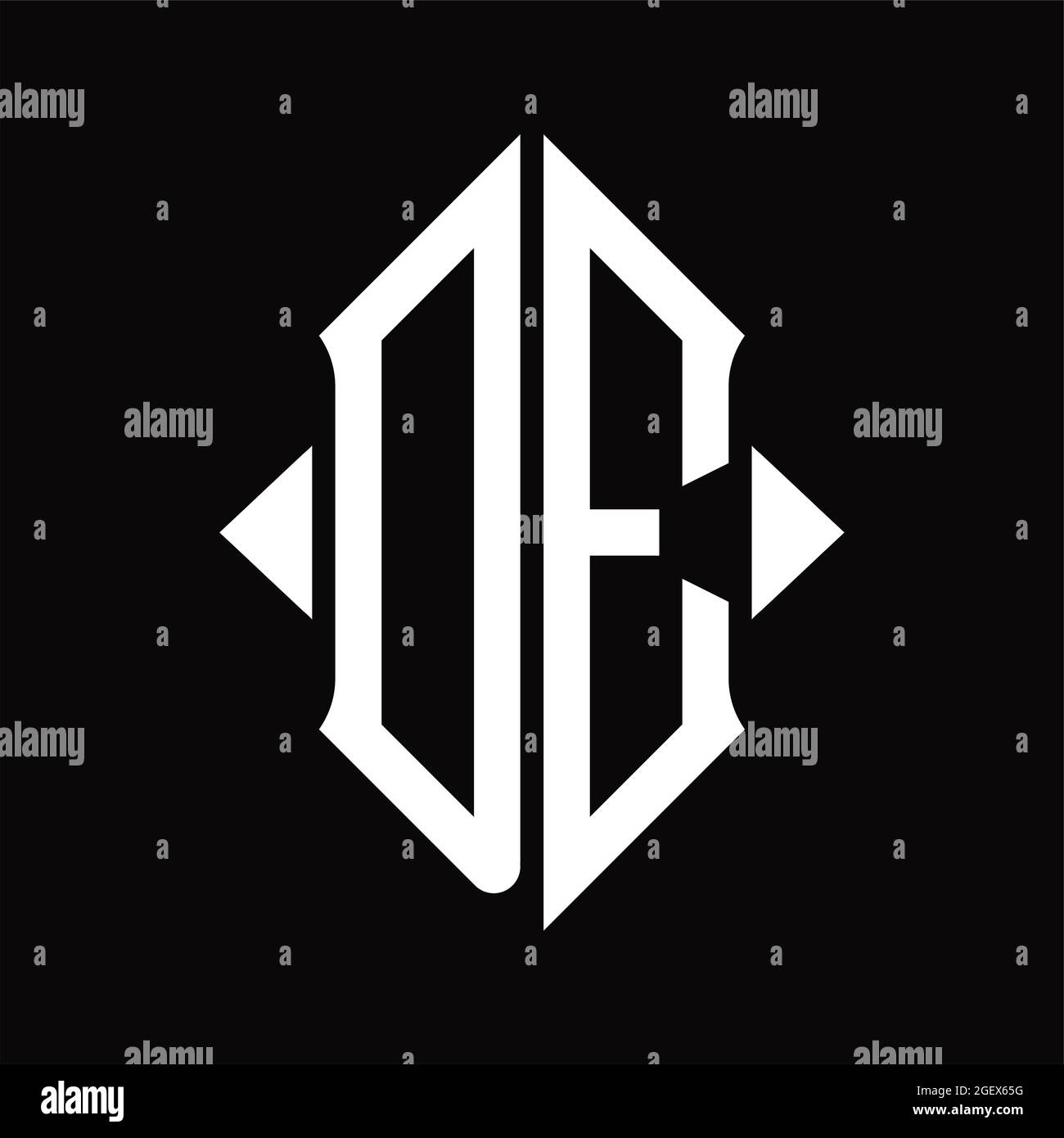 DE Logo monogram with horn shape isolated black and white design ...