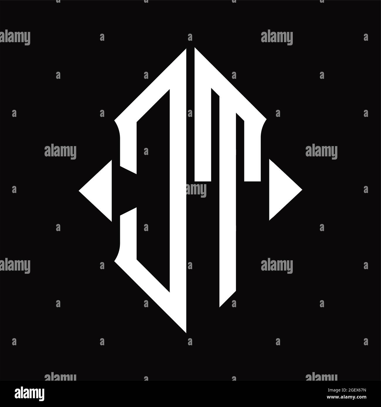 CT Logo monogram with horn shape isolated black and white design ...