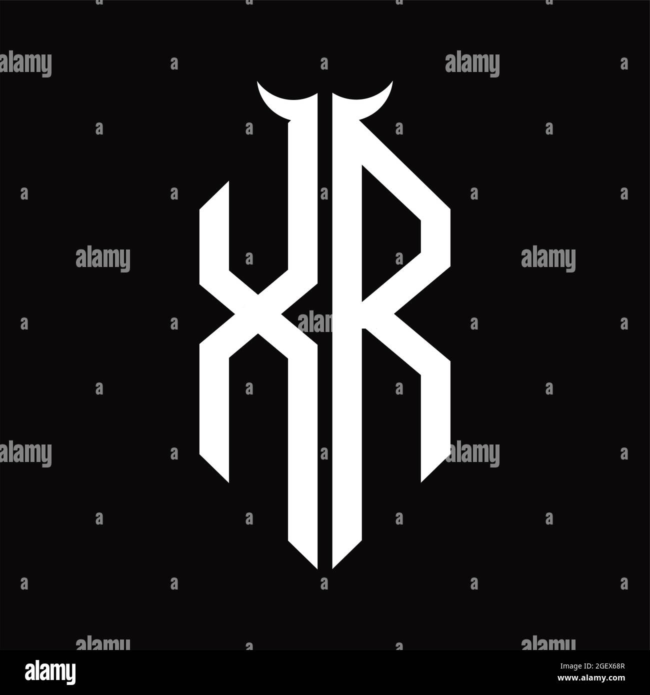 XR Logo monogram with horn shape isolated black and white design ...