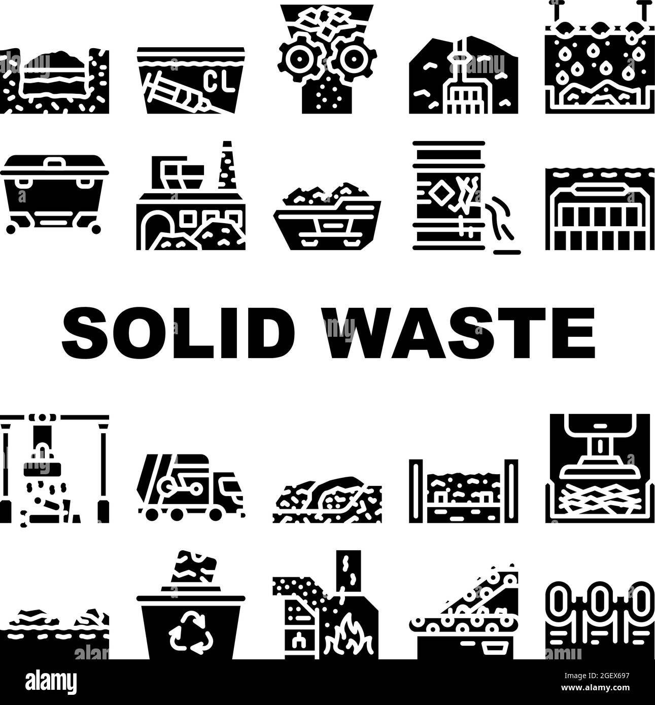 Solid Waste Management Business Icons Set Vector Stock Vector Image