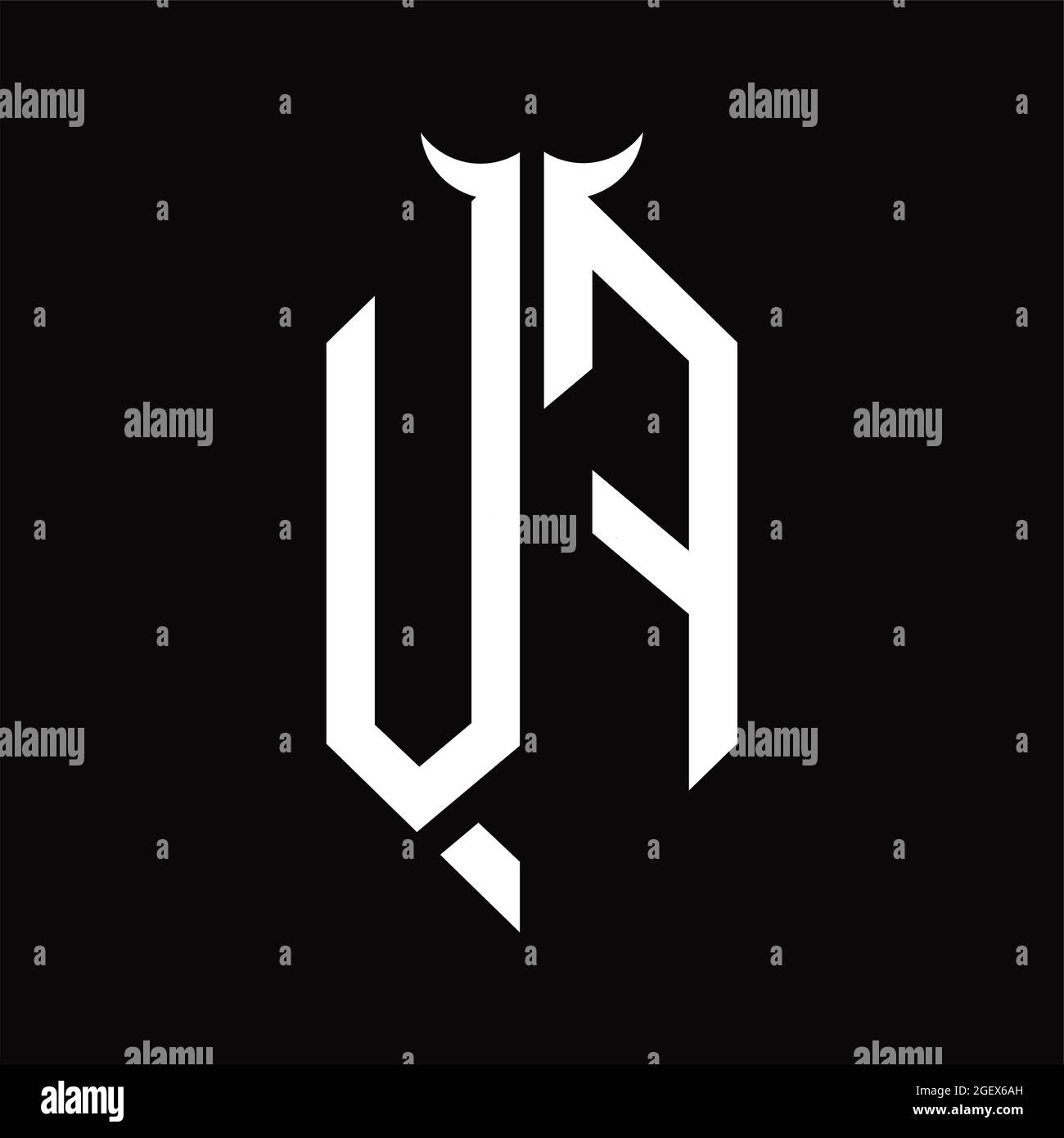 VF Logo monogram with horn shape isolated black and white design ...