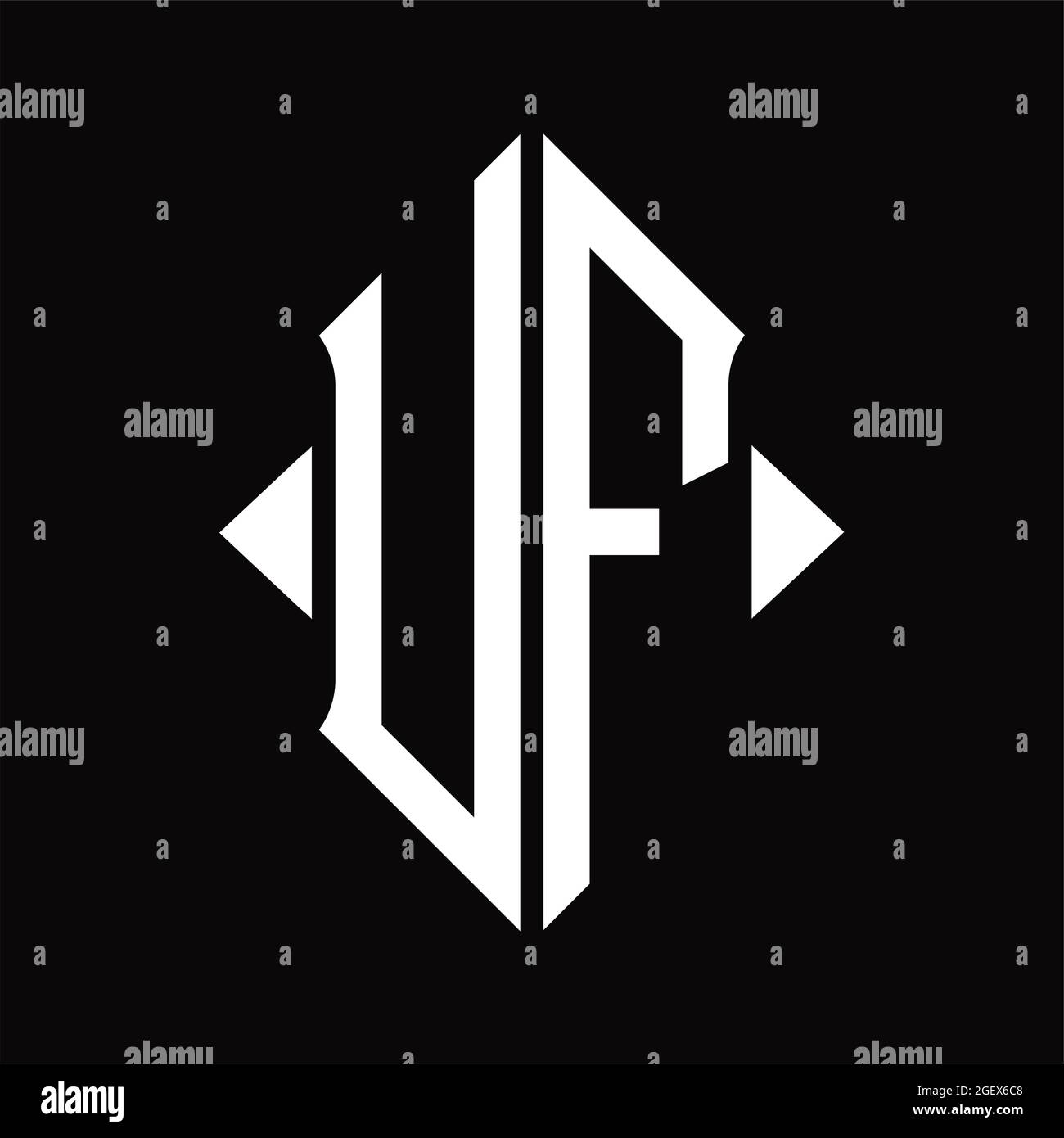 UF Logo monogram with horn shape isolated black and white design ...